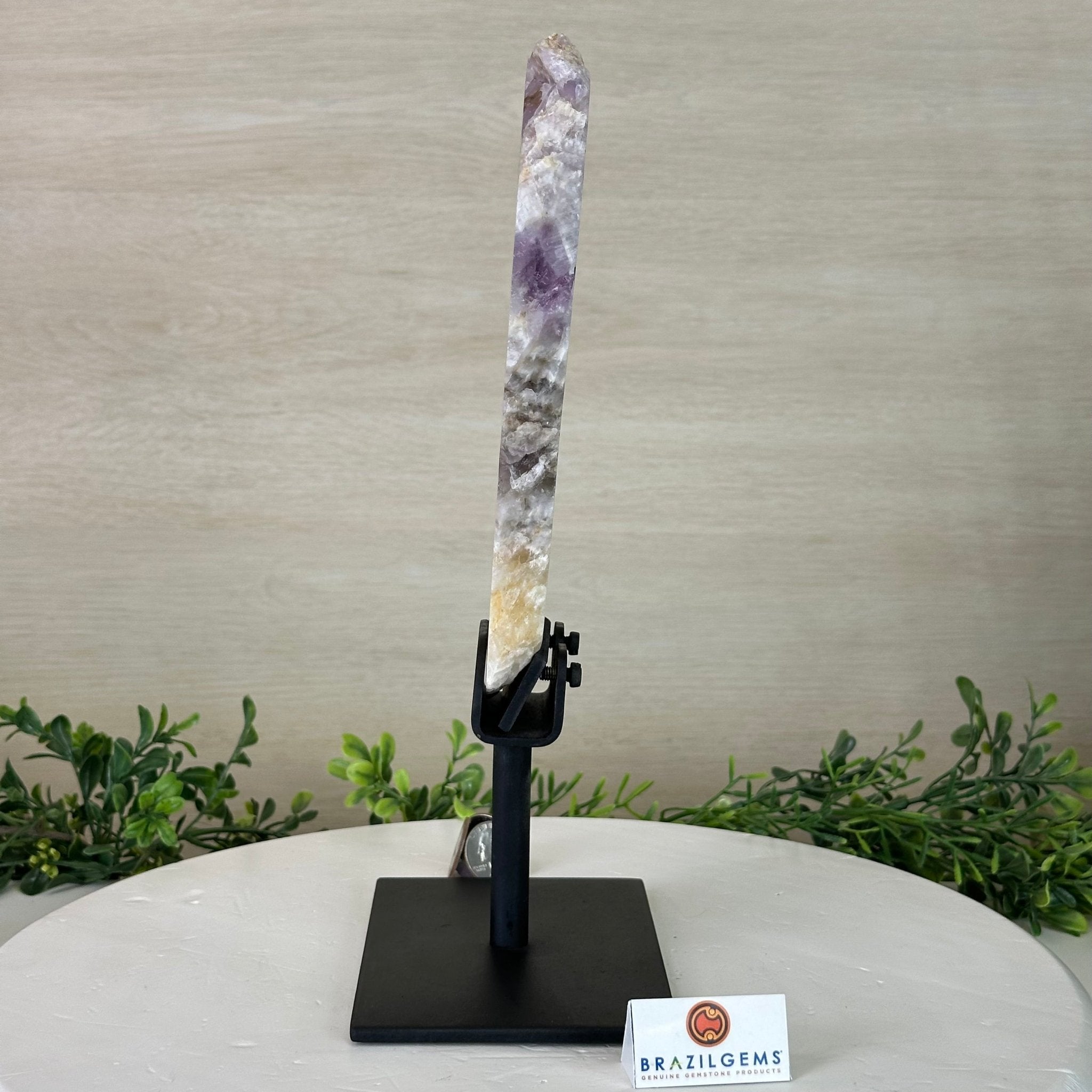 Chevron Amethyst Crystal Slice on a Stand, 4.1 lbs & 11.9" Tall #5621AC - 001 - Brazil GemsBrazil GemsChevron Amethyst Crystal Slice on a Stand, 4.1 lbs & 11.9" Tall #5621AC - 001Slices on Fixed Bases5621AC - 001