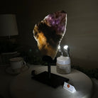 Chevron Amethyst Crystal Slice on a Stand, 4.1 lbs & 11.9" Tall #5621AC - 001 - Brazil GemsBrazil GemsChevron Amethyst Crystal Slice on a Stand, 4.1 lbs & 11.9" Tall #5621AC - 001Slices on Fixed Bases5621AC - 001