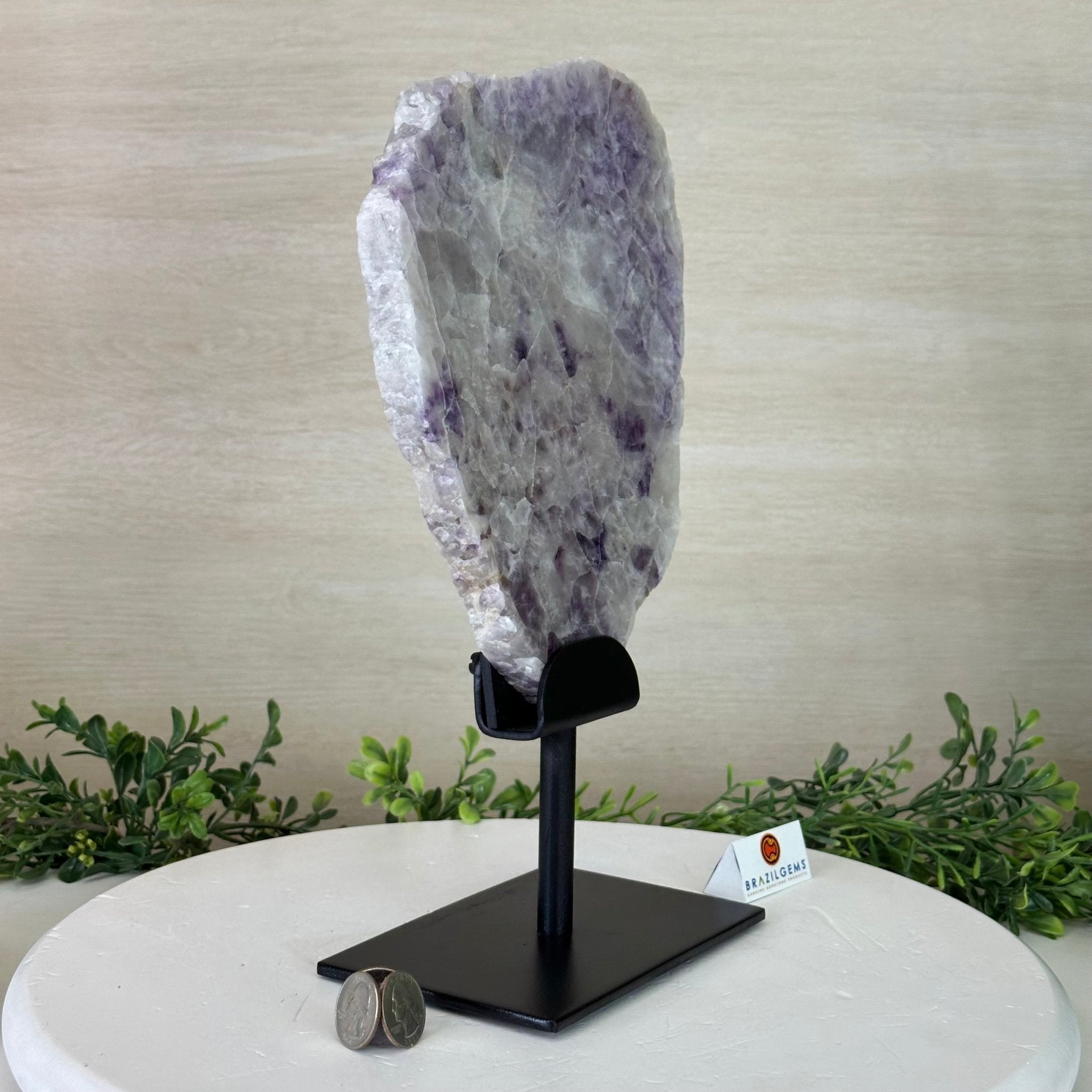 Chevron Amethyst Crystal Slice on a Stand, 4.6 lbs & 12.7" Tall #5621AC - 011 - Brazil GemsBrazil GemsChevron Amethyst Crystal Slice on a Stand, 4.6 lbs & 12.7" Tall #5621AC - 011Slices on Fixed Bases5621AC - 011