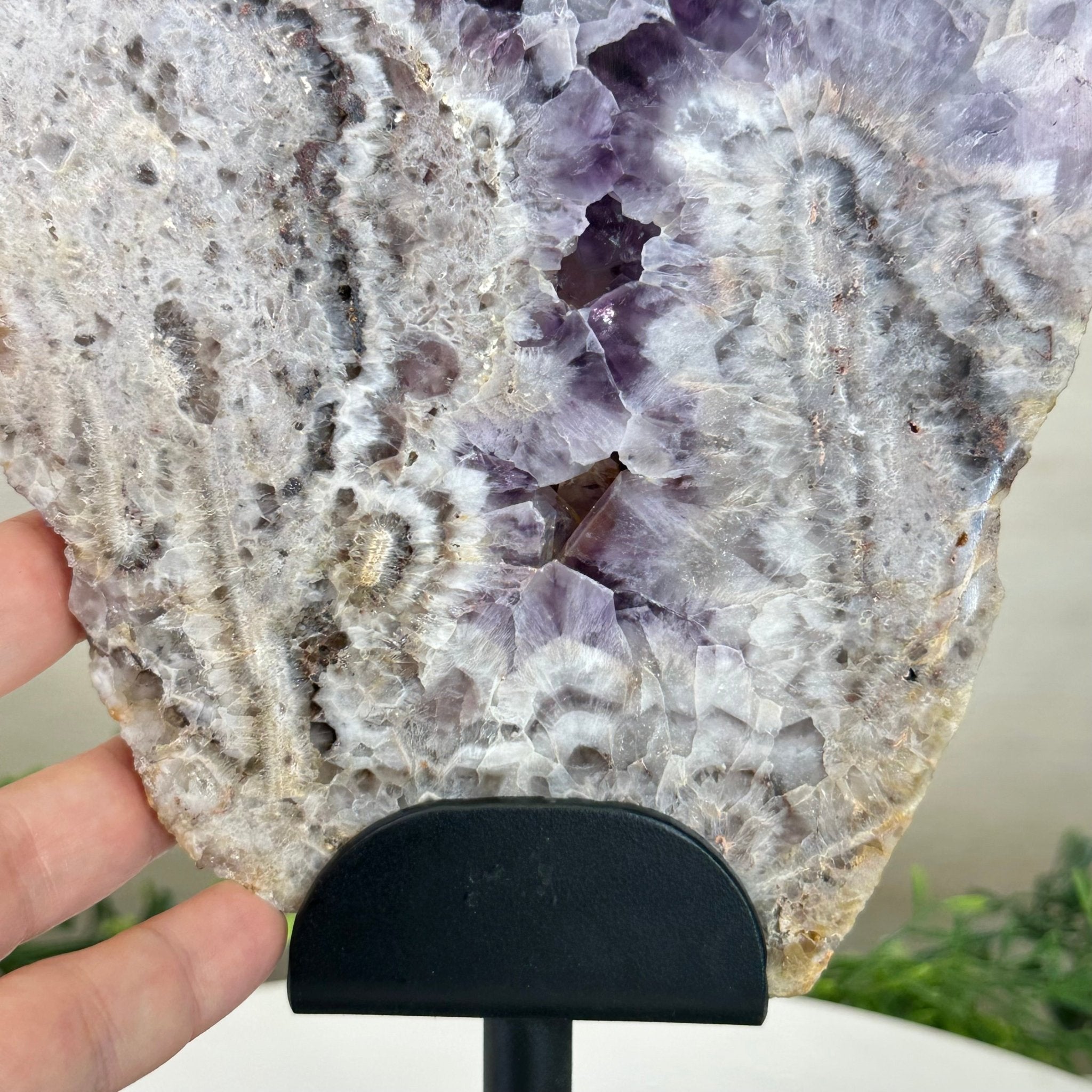 Chevron Amethyst Crystal Slice on a Stand, 4.9 lbs & 13.2" Tall #5621AC - 015 - Brazil GemsBrazil GemsChevron Amethyst Crystal Slice on a Stand, 4.9 lbs & 13.2" Tall #5621AC - 015Slices on Fixed Bases5621AC - 015