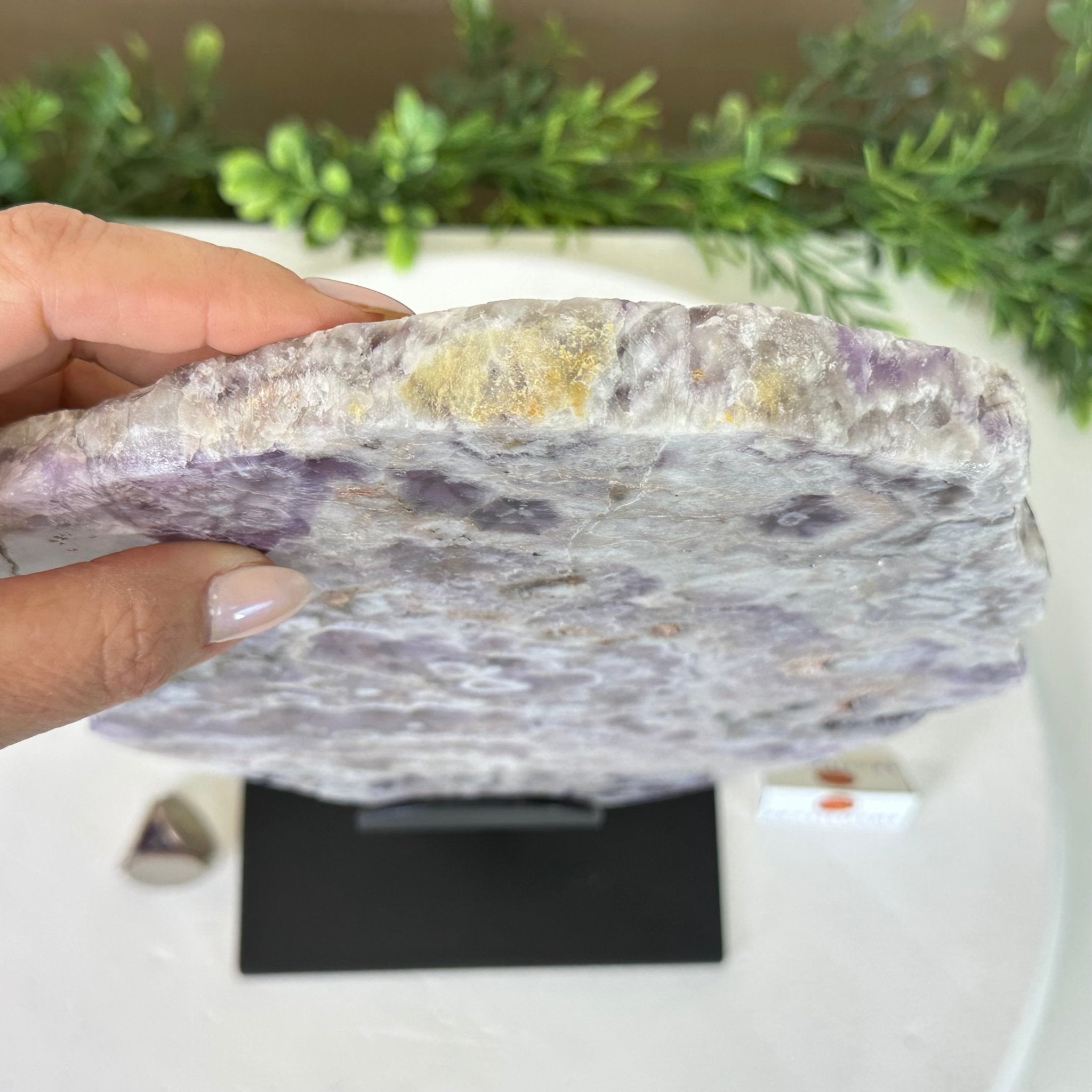 Chevron Amethyst Crystal Slice on a Stand, 5.2 lbs & 13.6" Tall #5621AC - 017 - Brazil GemsBrazil GemsChevron Amethyst Crystal Slice on a Stand, 5.2 lbs & 13.6" Tall #5621AC - 017Slices on Fixed Bases5621AC - 017