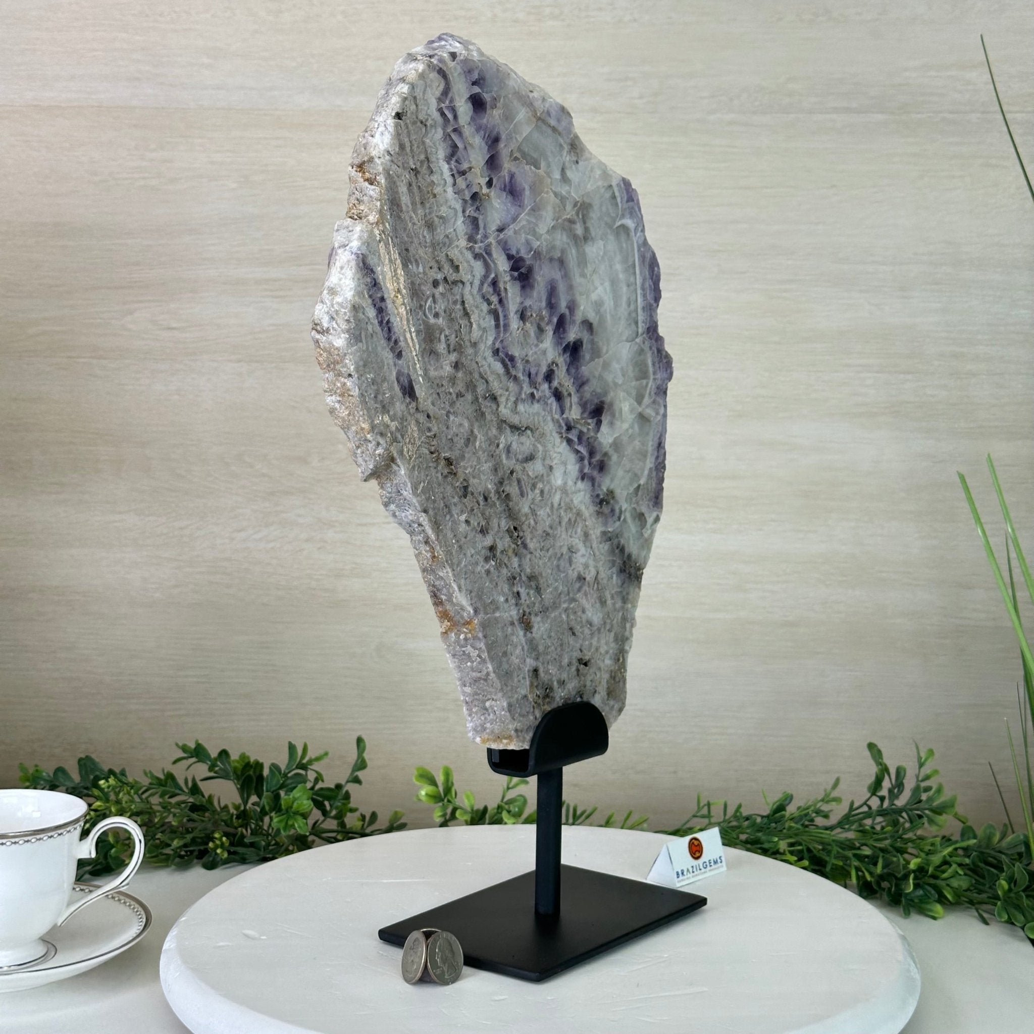 Chevron Amethyst Crystal Slice on a Stand, 9 lbs & 17.5" Tall #5621AC - 019 - Brazil GemsBrazil GemsChevron Amethyst Crystal Slice on a Stand, 9 lbs & 17.5" Tall #5621AC - 019Slices on Fixed Bases5621AC - 019