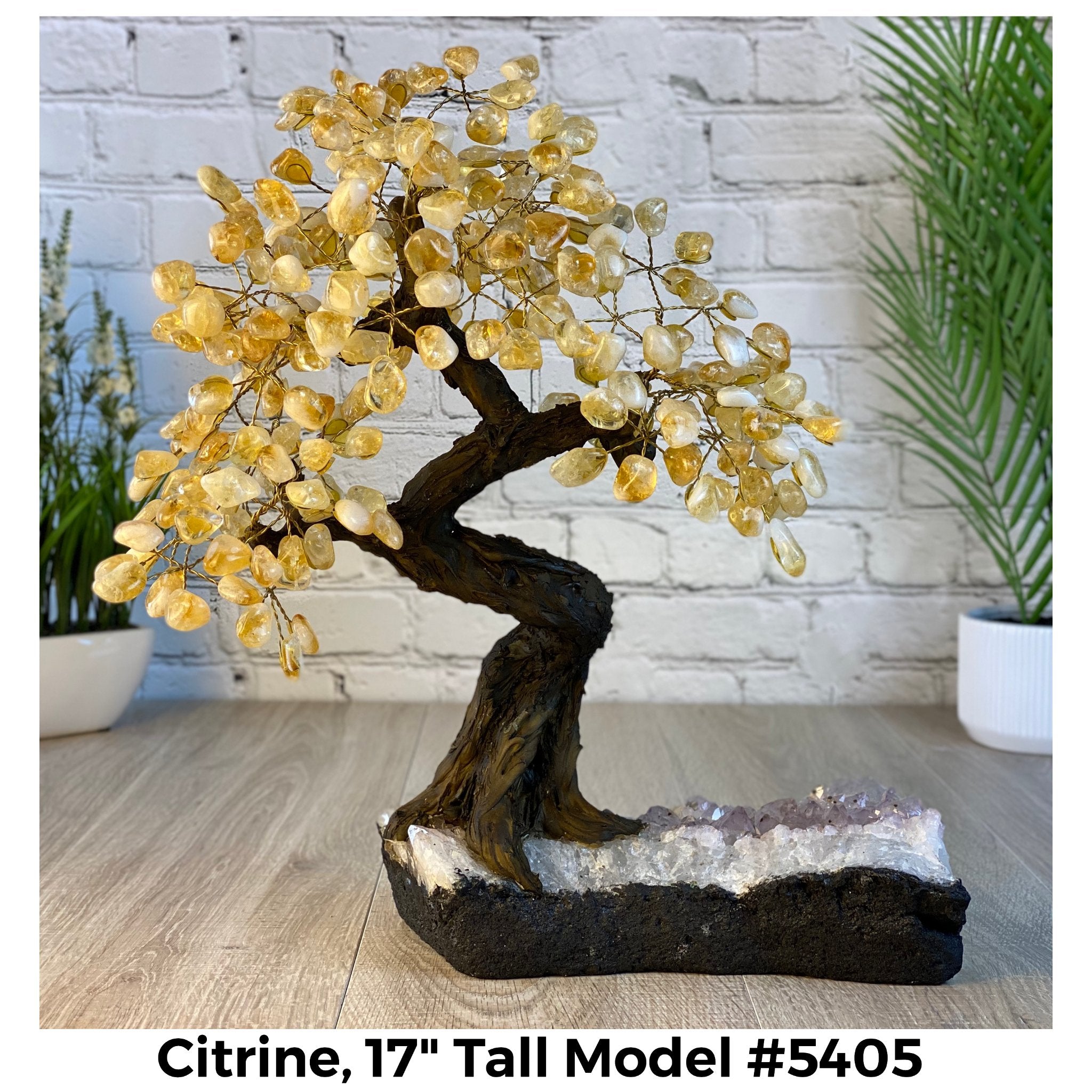 Citrine 17" Tall Handmade Gemstone Tree on a Crystal base, 240 Gems #5405CITR - Brazil GemsBrazil GemsCitrine 17" Tall Handmade Gemstone Tree on a Crystal base, 240 Gems #5405CITRGemstone Trees5405CITR