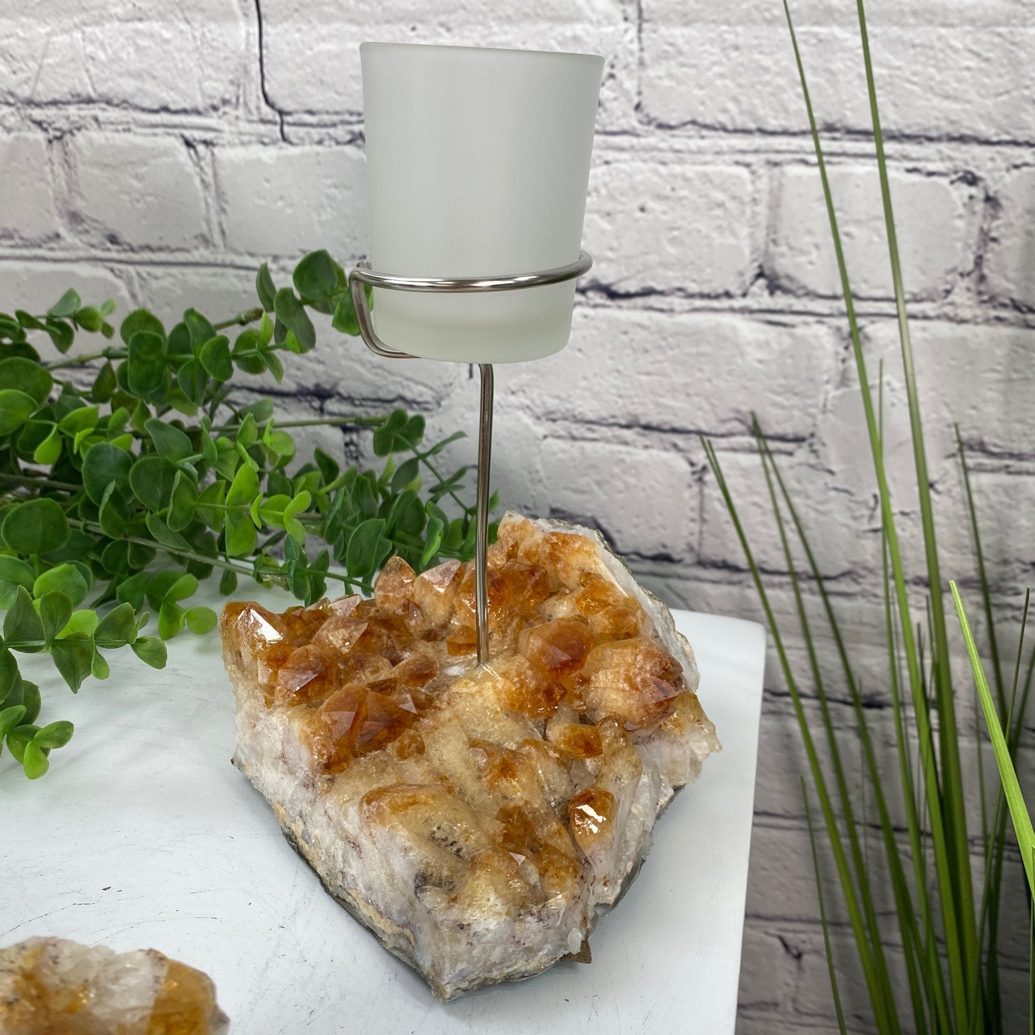 Citrine Cluster Votive Candleholder, ~7.5" tall Model #5557CITR by Brazil Gems - Brazil GemsBrazil GemsCitrine Cluster Votive Candleholder, ~7.5" tall Model #5557CITR by Brazil GemsCandleholders5557CITR