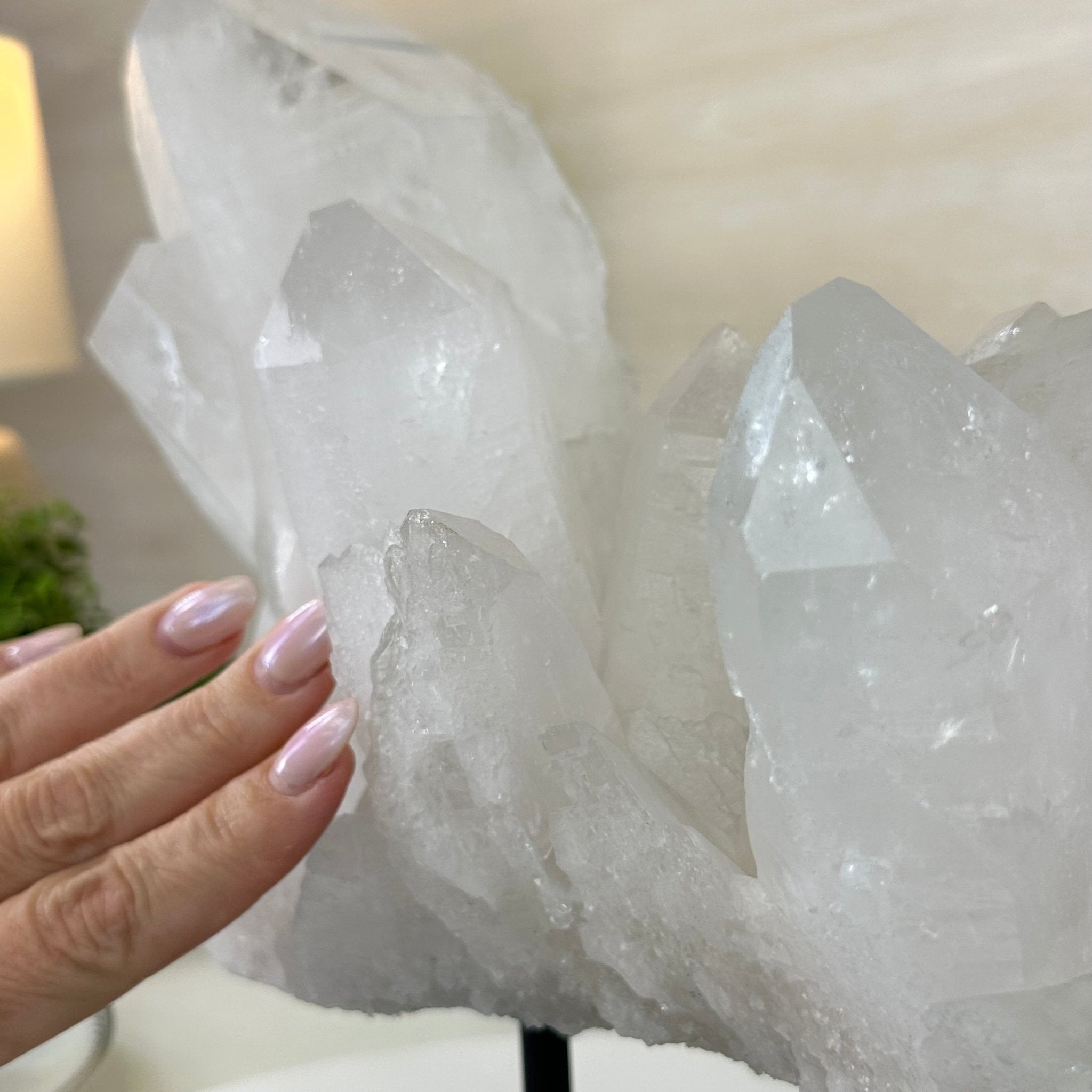 Clear Quartz Crystal Point on a Metal Stand, 13.6 lbs & 11.6" Tall #3122CQ - 037 - Brazil GemsBrazil GemsClear Quartz Crystal Point on a Metal Stand, 13.6 lbs & 11.6" Tall #3122CQ - 037Crystal Points3122CQ - 037