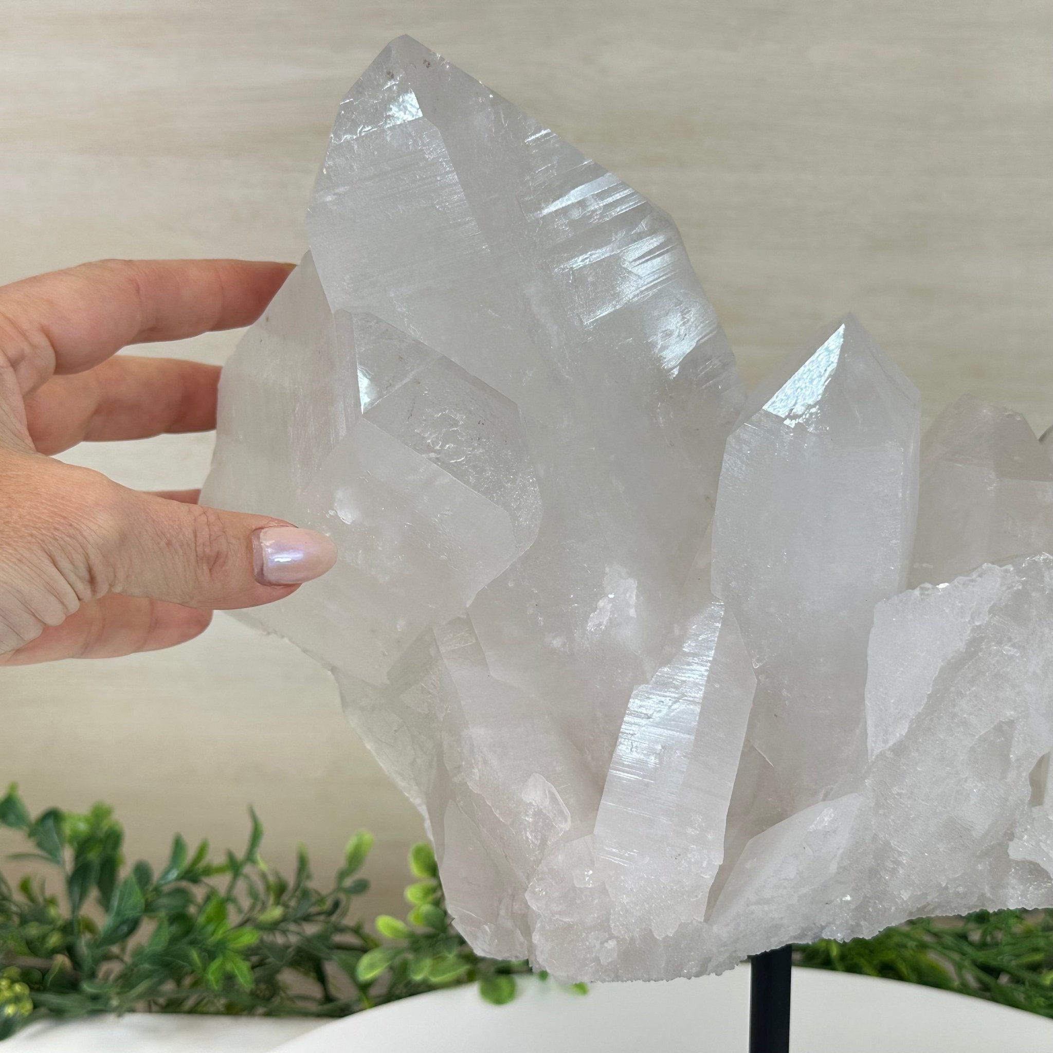 Clear Quartz Crystal Point on a Metal Stand, 13.6 lbs & 11.6" Tall #3122CQ - 037 - Brazil GemsBrazil GemsClear Quartz Crystal Point on a Metal Stand, 13.6 lbs & 11.6" Tall #3122CQ - 037Crystal Points3122CQ - 037