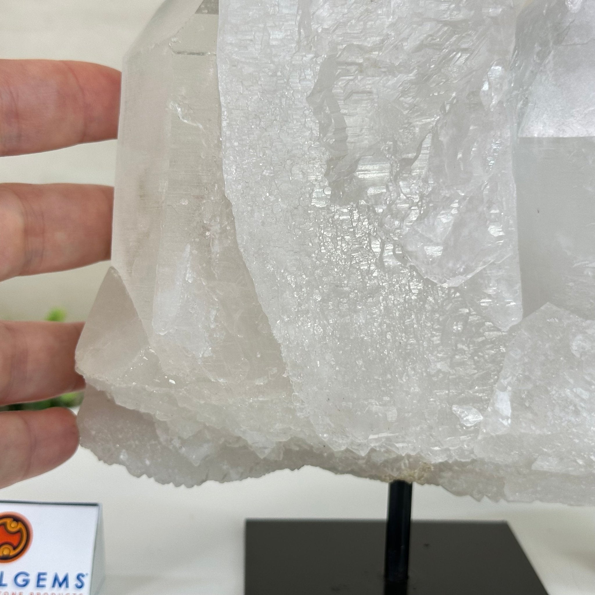 Clear Quartz Crystal Point on a Metal Stand, 5.9 lbs & 8.6" Tall #3122CQ - 035 - Brazil GemsBrazil GemsClear Quartz Crystal Point on a Metal Stand, 5.9 lbs & 8.6" Tall #3122CQ - 035Crystal Points3122CQ - 035