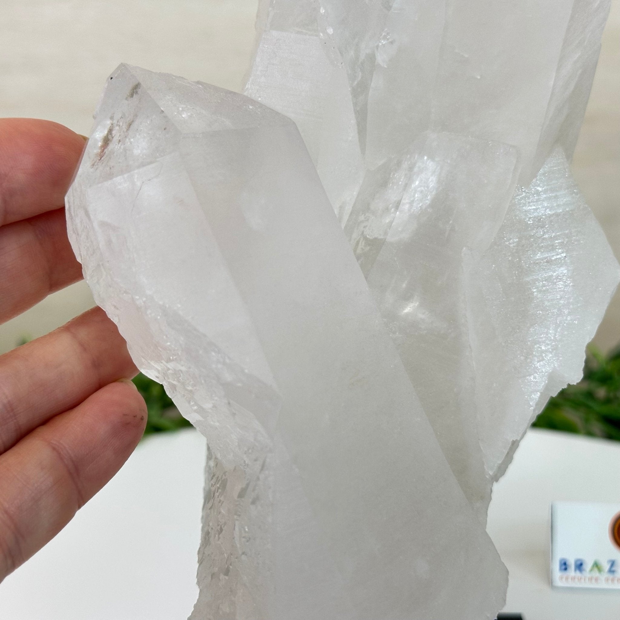 Clear Quartz Crystal Point on a Metal Stand, 5.9 lbs & 8.6" Tall #3122CQ - 035 - Brazil GemsBrazil GemsClear Quartz Crystal Point on a Metal Stand, 5.9 lbs & 8.6" Tall #3122CQ - 035Crystal Points3122CQ - 035