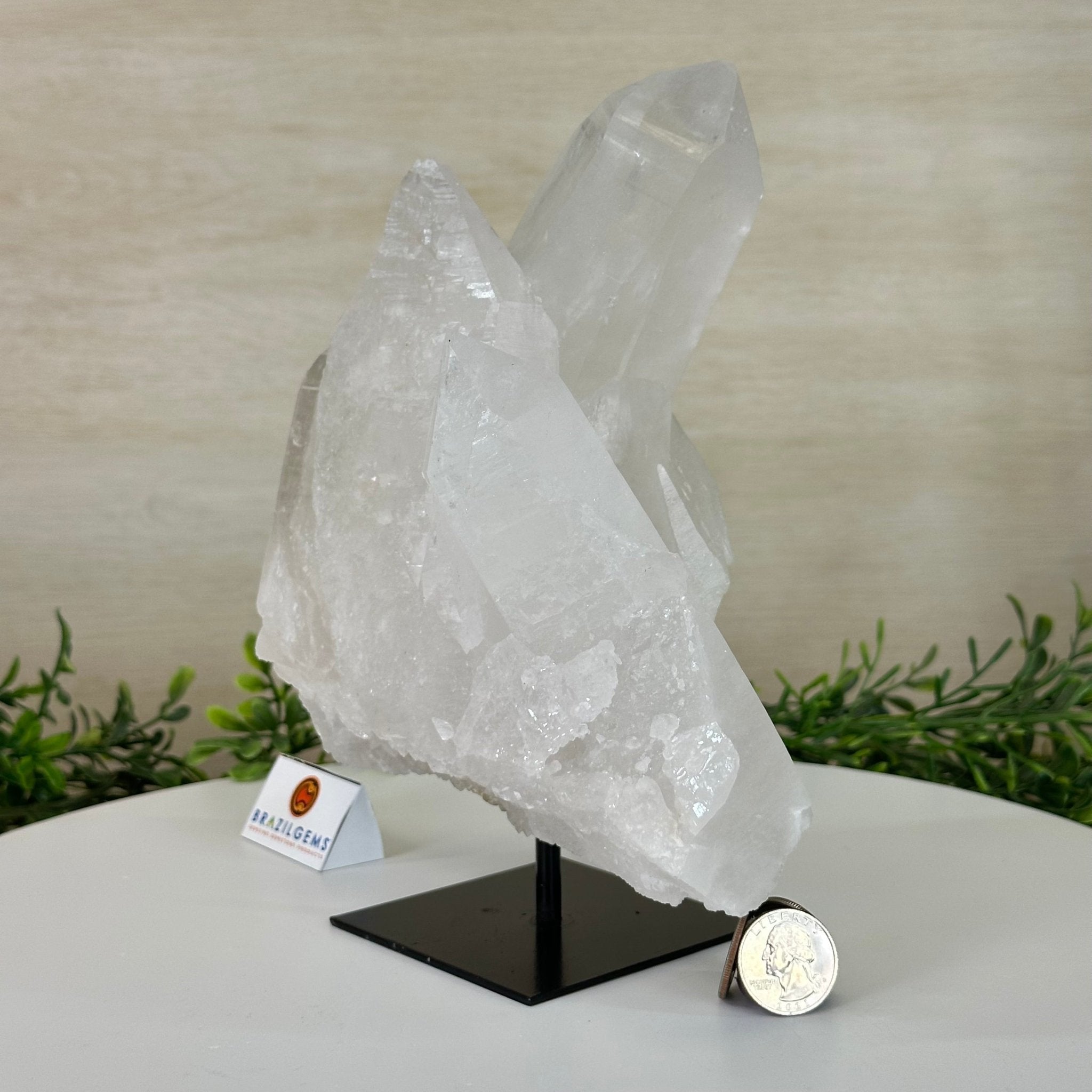 Clear Quartz Crystal Point on a Metal Stand, 5.9 lbs & 8.6" Tall #3122CQ - 035 - Brazil GemsBrazil GemsClear Quartz Crystal Point on a Metal Stand, 5.9 lbs & 8.6" Tall #3122CQ - 035Crystal Points3122CQ - 035