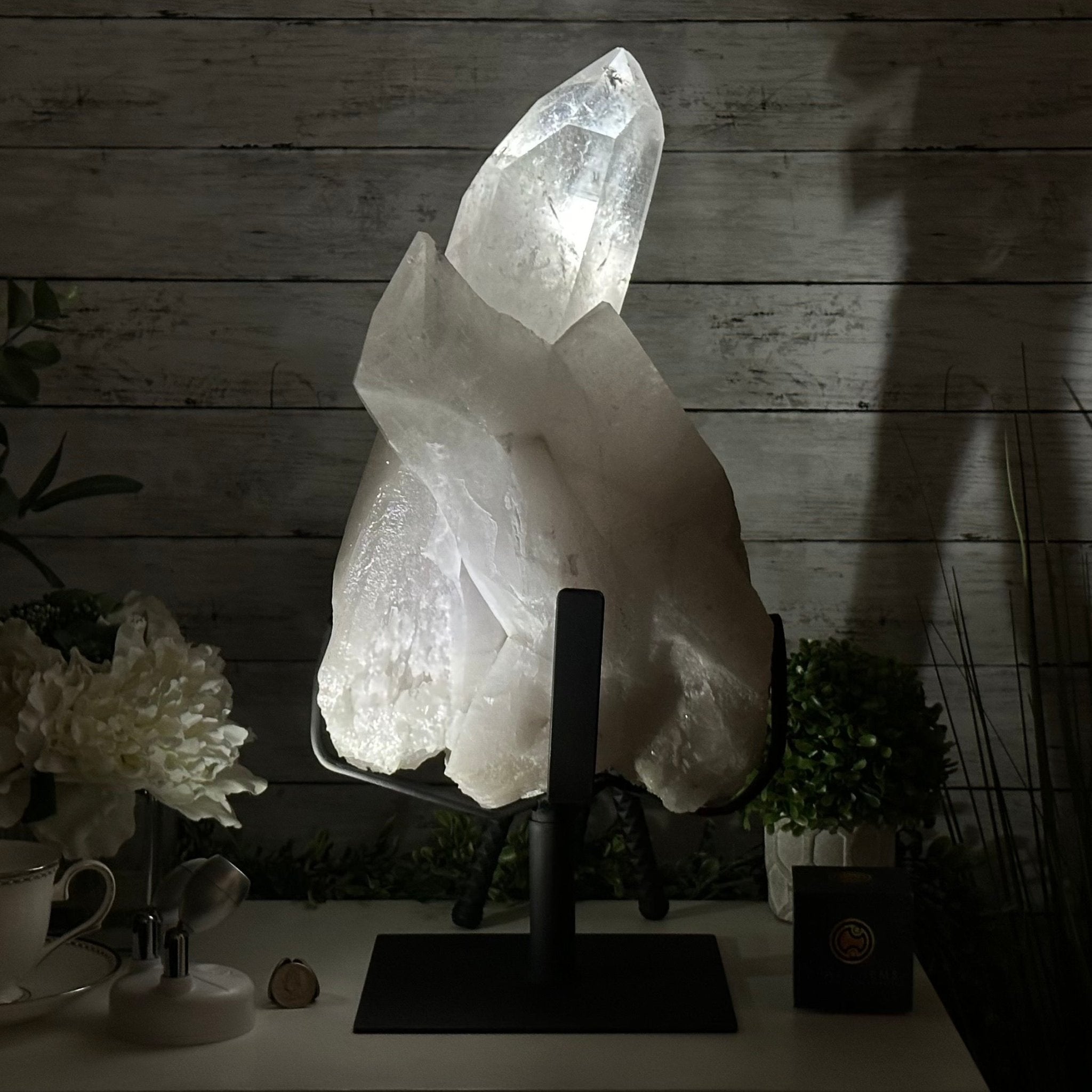 Clear Quartz Crystal Point on Rotating Base, 38.7 lbs & 20.5" Tall #3120CQ-007 - Brazil GemsBrazil GemsClear Quartz Crystal Point on Rotating Base, 38.7 lbs & 20.5" Tall #3120CQ-007Crystal Points3120CQ-007