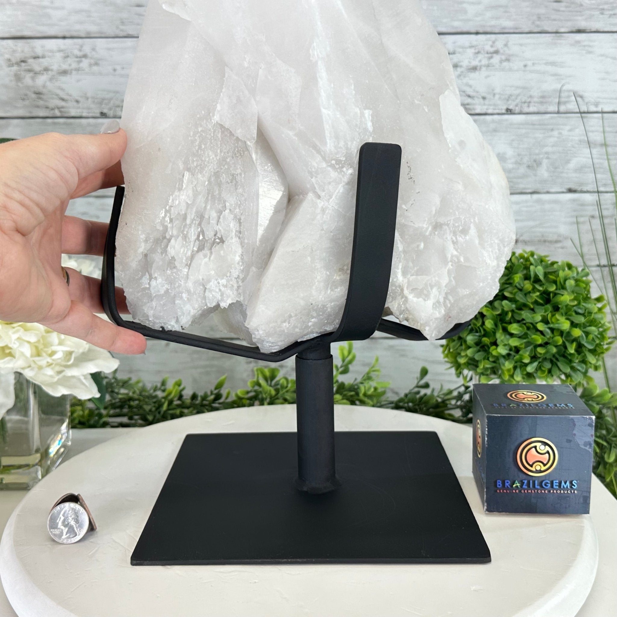 Clear Quartz Crystal Point on Rotating Base, 38.7 lbs & 20.5" Tall #3120CQ-007 - Brazil GemsBrazil GemsClear Quartz Crystal Point on Rotating Base, 38.7 lbs & 20.5" Tall #3120CQ-007Crystal Points3120CQ-007