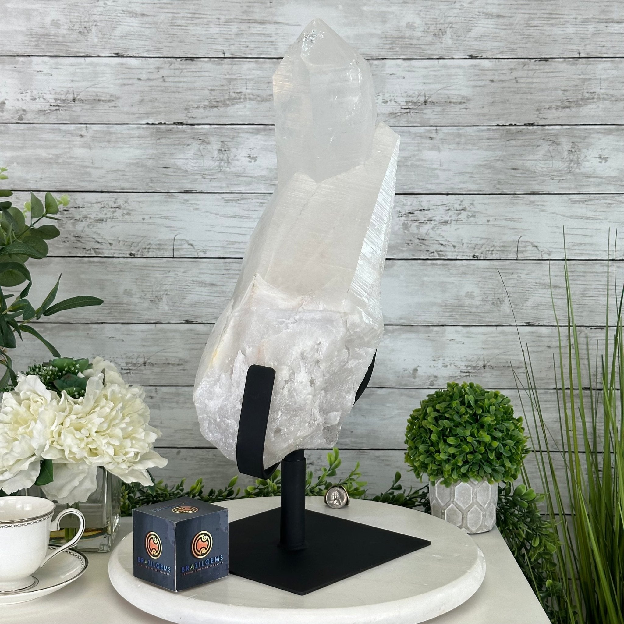 Clear Quartz Crystal Point on Rotating Base, 38.7 lbs & 20.5" Tall #3120CQ-007 - Brazil GemsBrazil GemsClear Quartz Crystal Point on Rotating Base, 38.7 lbs & 20.5" Tall #3120CQ-007Crystal Points3120CQ-007