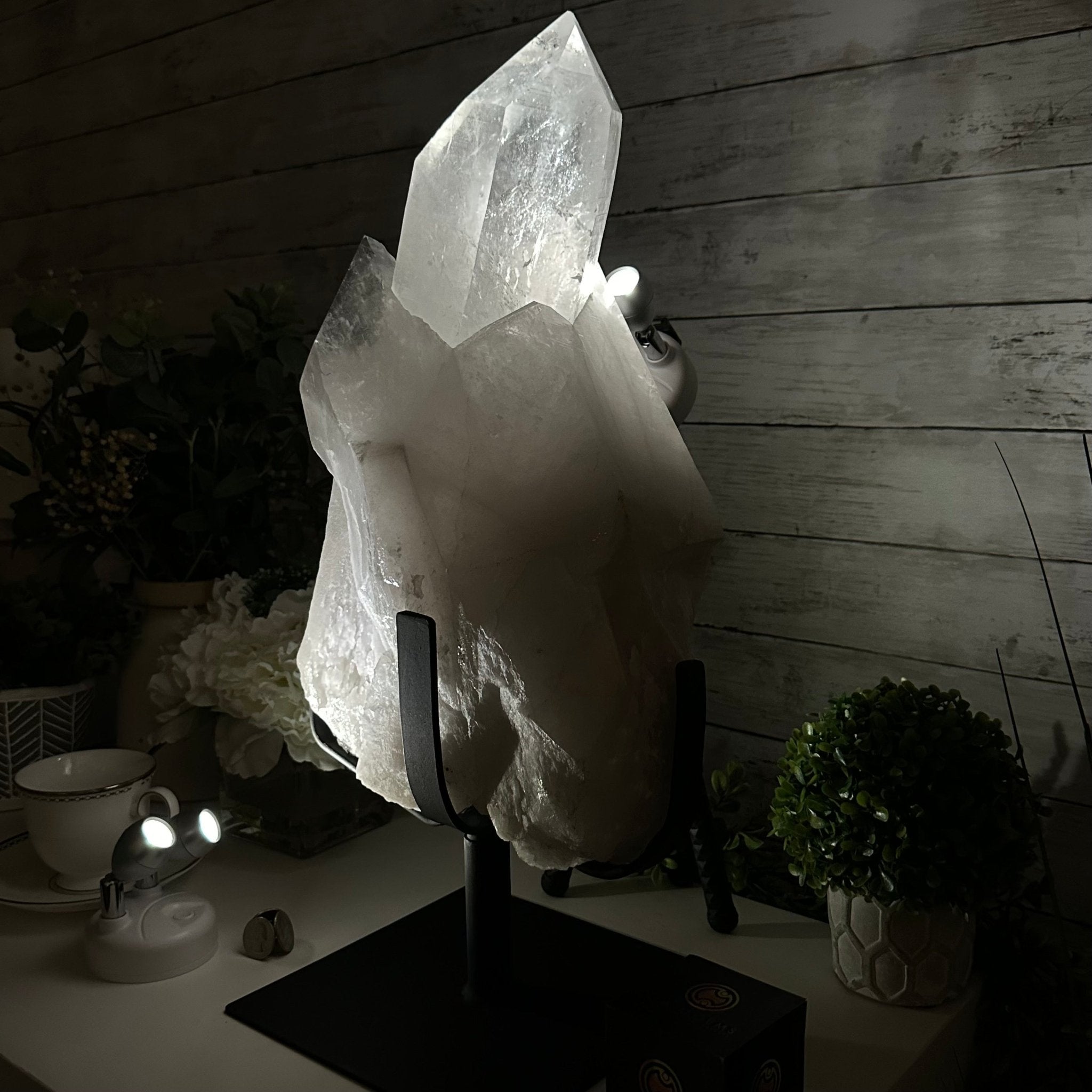 Clear Quartz Crystal Point on Rotating Base, 38.7 lbs & 20.5" Tall #3120CQ-007 - Brazil GemsBrazil GemsClear Quartz Crystal Point on Rotating Base, 38.7 lbs & 20.5" Tall #3120CQ-007Crystal Points3120CQ-007