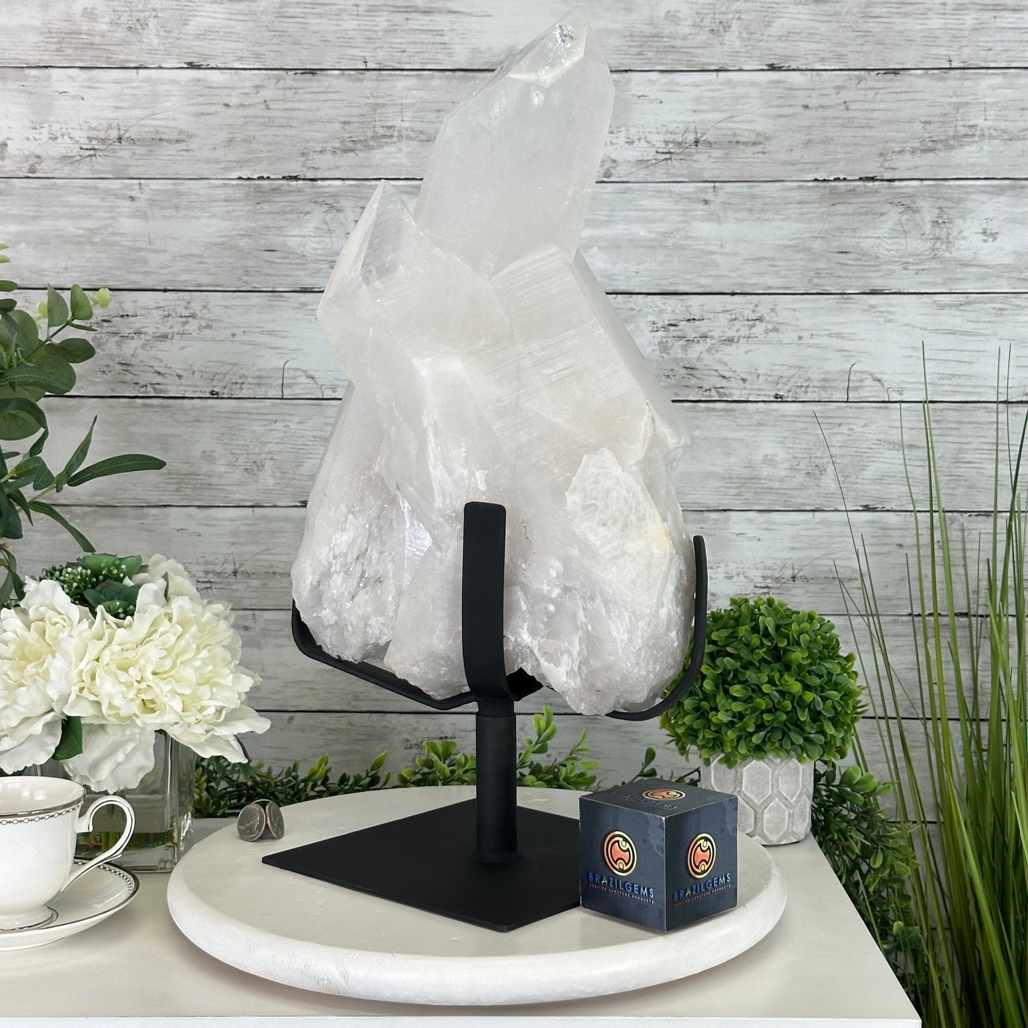 Clear Quartz Crystal Point on Rotating Base, 38.7 lbs & 20.5" Tall #3120CQ-007 - Brazil GemsBrazil GemsClear Quartz Crystal Point on Rotating Base, 38.7 lbs & 20.5" Tall #3120CQ-007Crystal Points3120CQ-007