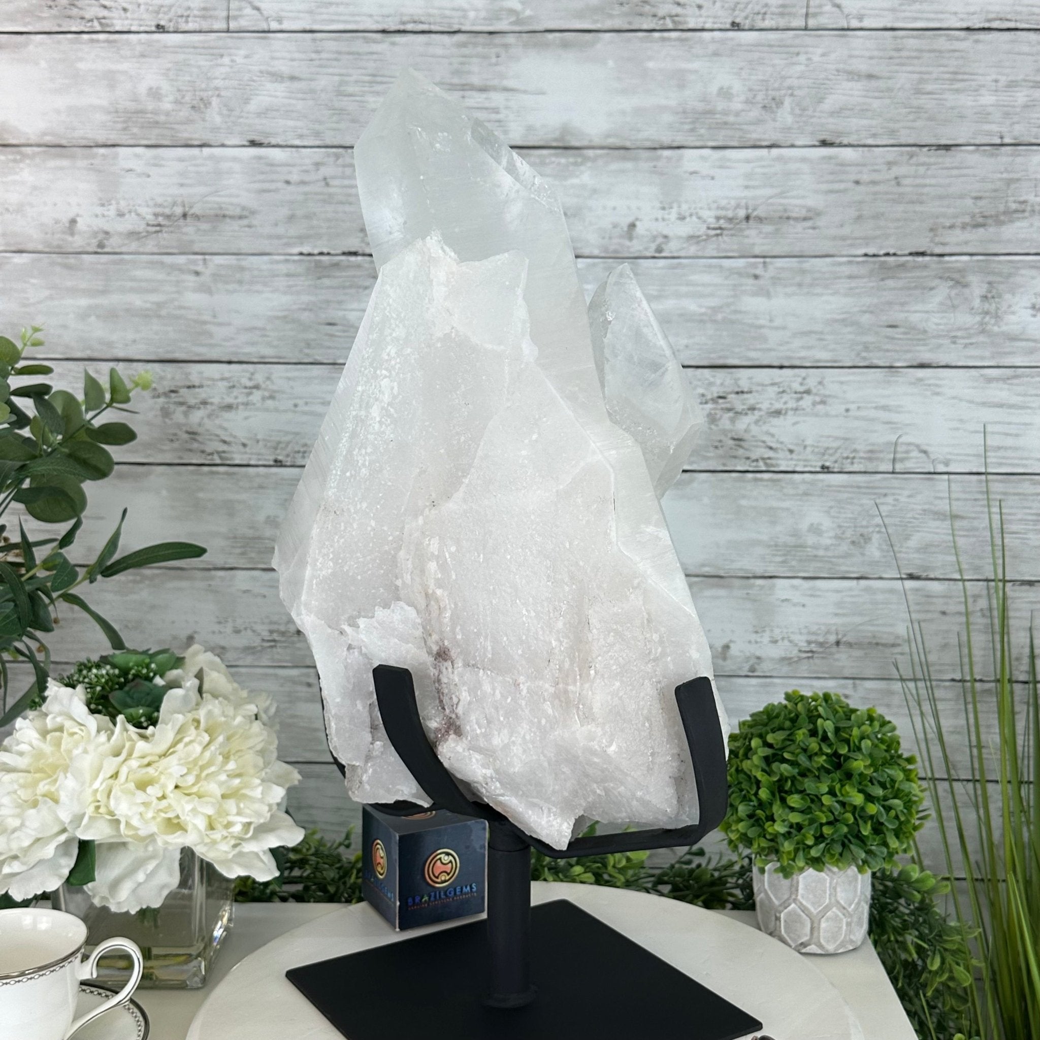 Clear Quartz Crystal Point on Rotating Base, 38.7 lbs & 20.5" Tall #3120CQ-007 - Brazil GemsBrazil GemsClear Quartz Crystal Point on Rotating Base, 38.7 lbs & 20.5" Tall #3120CQ-007Crystal Points3120CQ-007