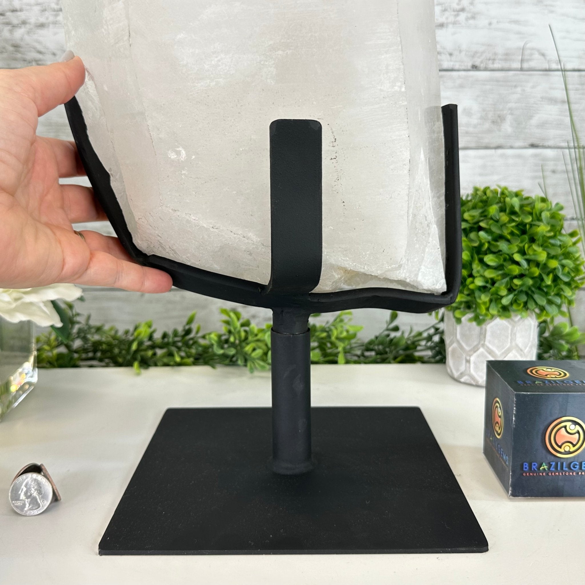Clear Quartz Crystal Point on Rotating Base, 40.1 lbs & 18.4" Tall #3120CQ-008 - Brazil GemsBrazil GemsClear Quartz Crystal Point on Rotating Base, 40.1 lbs & 18.4" Tall #3120CQ-008Crystal Points3120CQ-008