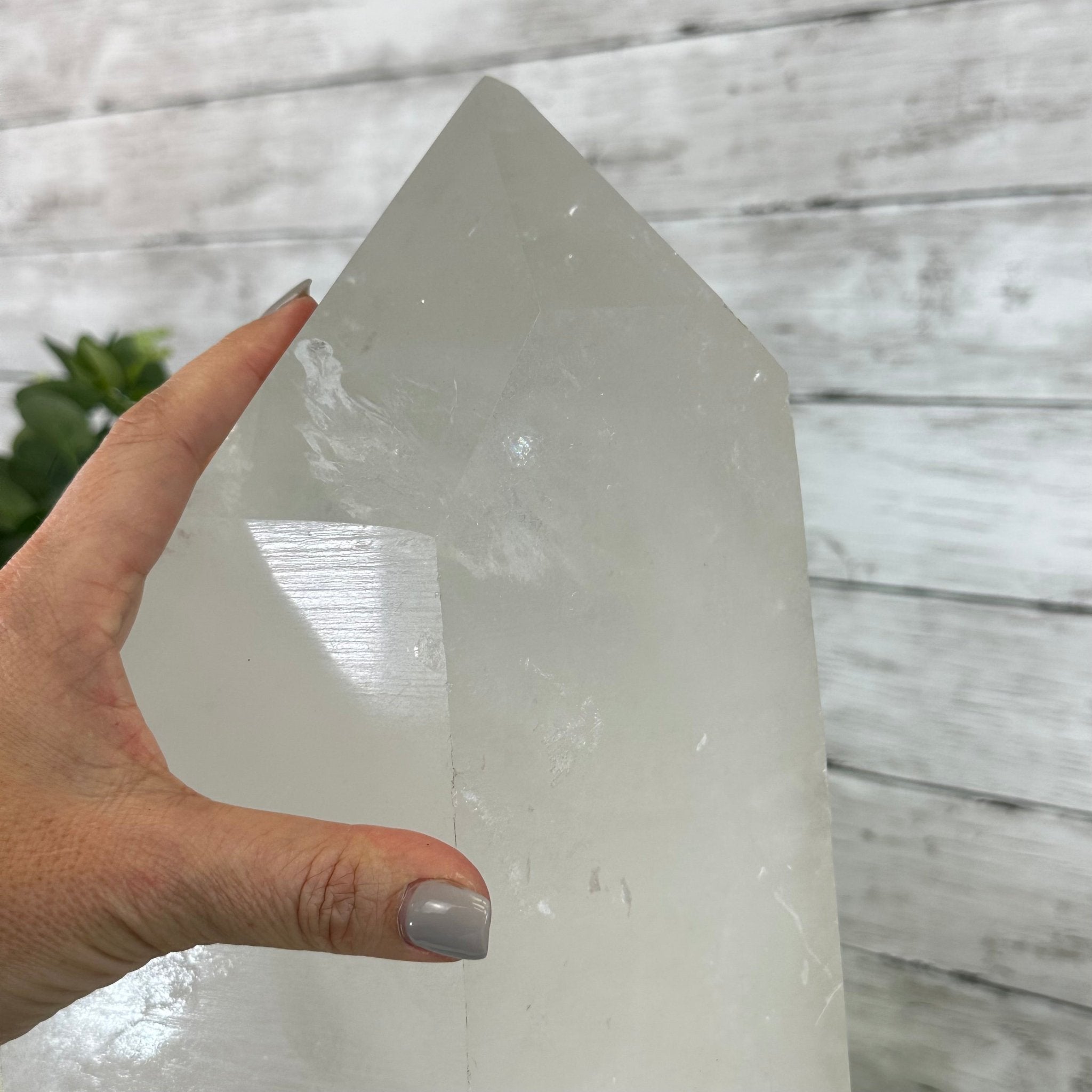 Clear Quartz Crystal Point on Rotating Base, 40.1 lbs & 18.4" Tall #3120CQ-008 - Brazil GemsBrazil GemsClear Quartz Crystal Point on Rotating Base, 40.1 lbs & 18.4" Tall #3120CQ-008Crystal Points3120CQ-008