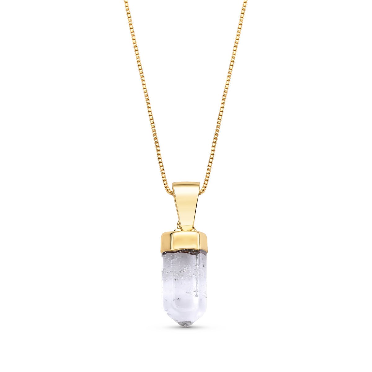 Clear Quartz Polished Point 18K Gold Plated Necklace - Brazil GemsBrazil GemsClear Quartz Polished Point 18K Gold Plated NecklaceNecklace12GP0975 - 108