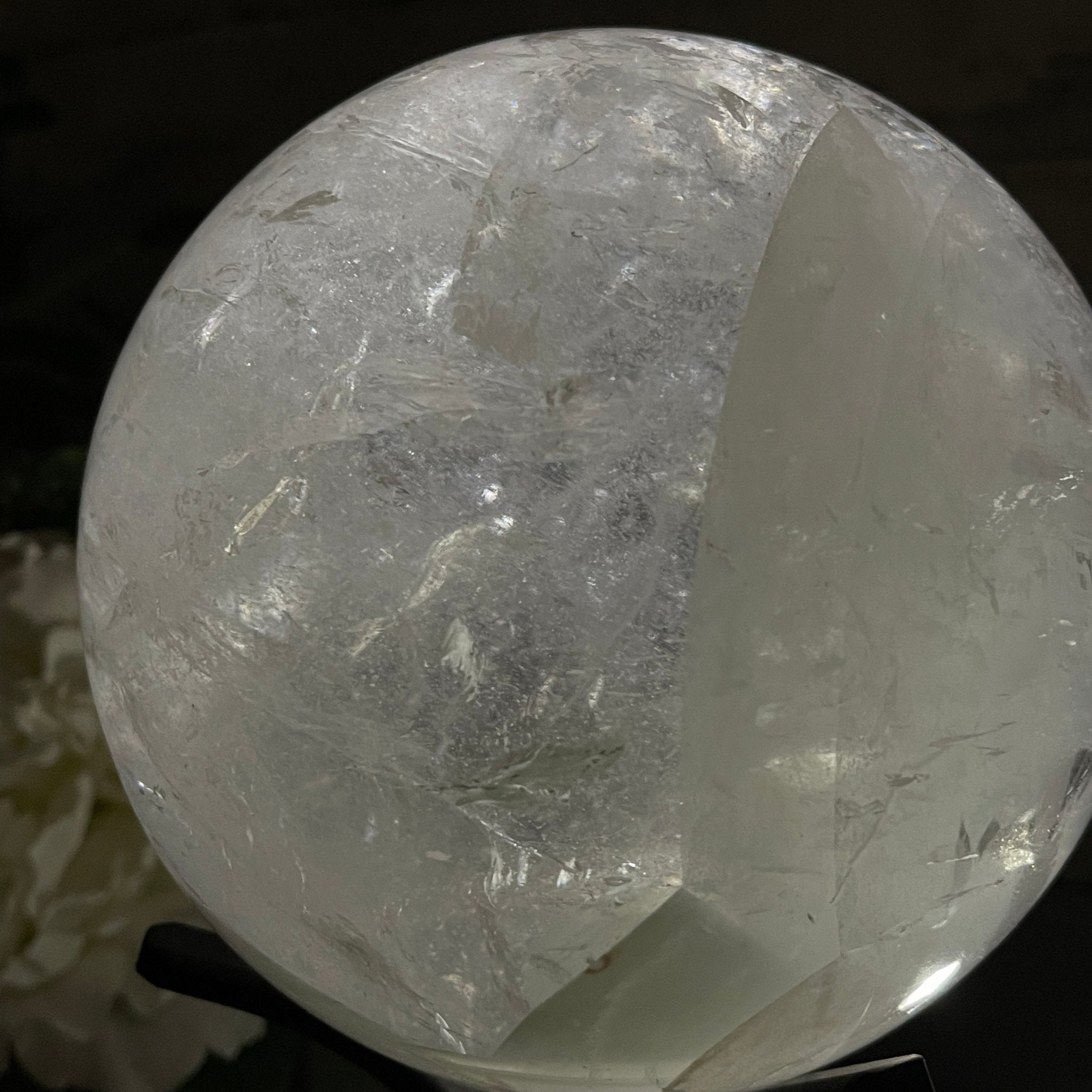 Clear Quartz Sphere on a Metal Base 10.3 lbs & 11" Tall Model #5631-0012 by Brazil Gems - Brazil GemsBrazil GemsClear Quartz Sphere on a Metal Base 10.3 lbs & 11" Tall Model #5631-0012 by Brazil GemsSpheres5631-0012
