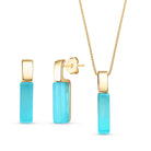Columns Gold Plated Necklace & Earring Set w/ Natural Gemstone - Brazil GemsBrazil GemsColumns Gold Plated Necklace & Earring Set w/ Natural GemstoneNecklace & Earring Set14GP9876 - 128