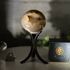 Druzy Agate Sphere on a Metal Stand, 1.2 lbs & 6.6" Tall #5634-0005 - Brazil GemsBrazil GemsDruzy Agate Sphere on a Metal Stand, 1.2 lbs & 6.6" Tall #5634-0005Spheres5634-0005