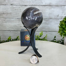 Druzy Agate Sphere on a Metal Stand, 1.3 lbs & 6.7" Tall #5634-0007 - Brazil GemsBrazil GemsDruzy Agate Sphere on a Metal Stand, 1.3 lbs & 6.7" Tall #5634-0007Spheres5634-0007