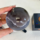 Druzy Agate Sphere on a Metal Stand, 1.3 lbs & 6.7" Tall #5634-0007 - Brazil GemsBrazil GemsDruzy Agate Sphere on a Metal Stand, 1.3 lbs & 6.7" Tall #5634-0007Spheres5634-0007