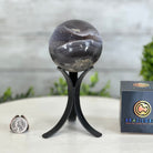 Druzy Agate Sphere on a Metal Stand, 1.3 lbs & 6.7" Tall #5634-0007 - Brazil GemsBrazil GemsDruzy Agate Sphere on a Metal Stand, 1.3 lbs & 6.7" Tall #5634-0007Spheres5634-0007