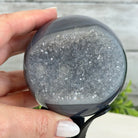 Druzy Agate Sphere on a Metal Stand, 1.3 lbs & 6.8" Tall #5634-0006 - Brazil GemsBrazil GemsDruzy Agate Sphere on a Metal Stand, 1.3 lbs & 6.8" Tall #5634-0006Spheres5634-0006