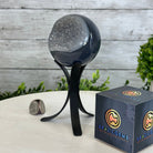 Druzy Agate Sphere on a Metal Stand, 1.3 lbs & 6.8" Tall #5634-0006 - Brazil GemsBrazil GemsDruzy Agate Sphere on a Metal Stand, 1.3 lbs & 6.8" Tall #5634-0006Spheres5634-0006