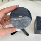 Druzy Agate Sphere on a Metal Stand, 1.3 lbs & 6.8" Tall #5634-0006 - Brazil GemsBrazil GemsDruzy Agate Sphere on a Metal Stand, 1.3 lbs & 6.8" Tall #5634-0006Spheres5634-0006