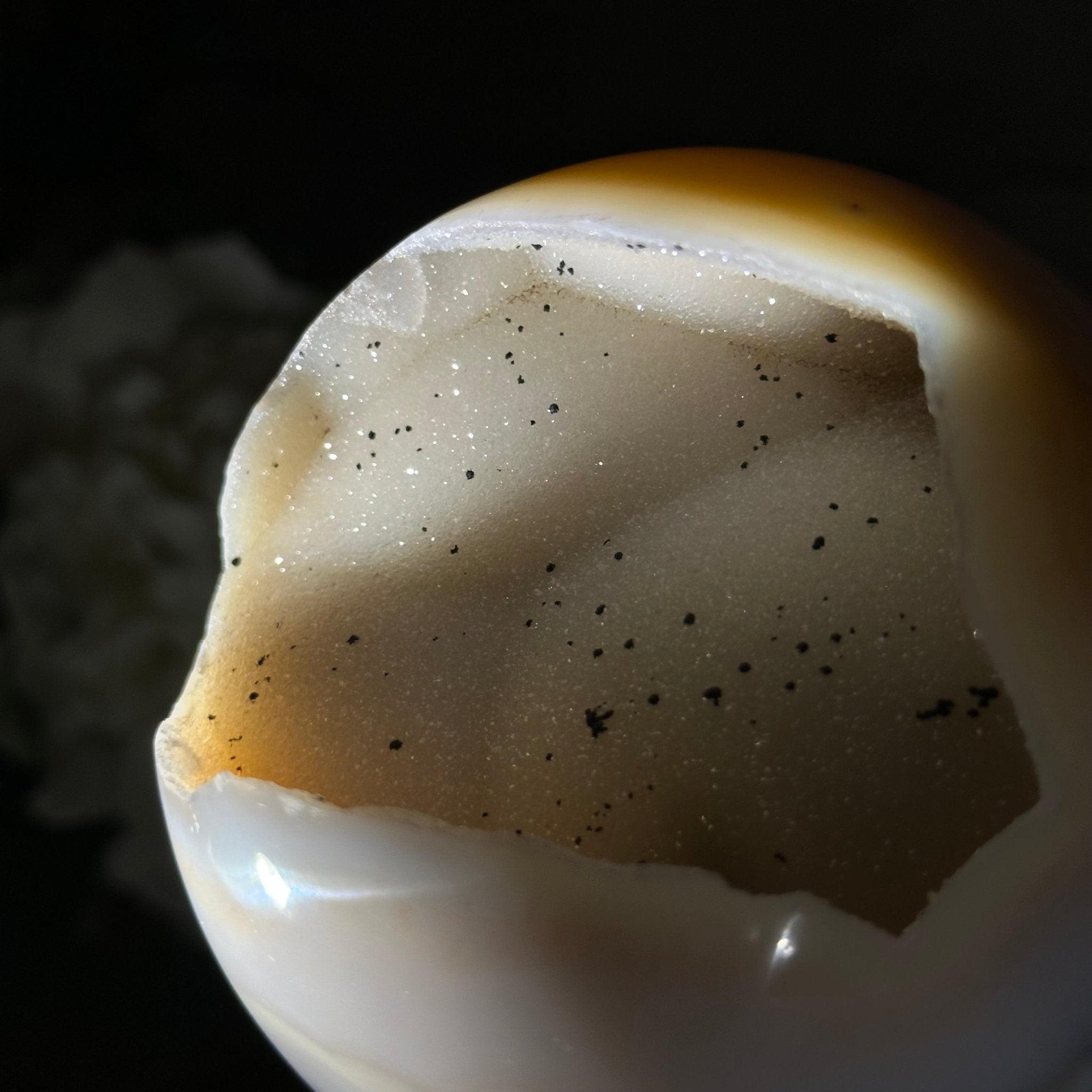 Druzy Agate Sphere on a Metal Stand, 2.1 lbs & 7.5" Tall #5634 - 0010 - Brazil GemsBrazil GemsDruzy Agate Sphere on a Metal Stand, 2.1 lbs & 7.5" Tall #5634 - 0010Spheres5634 - 0010