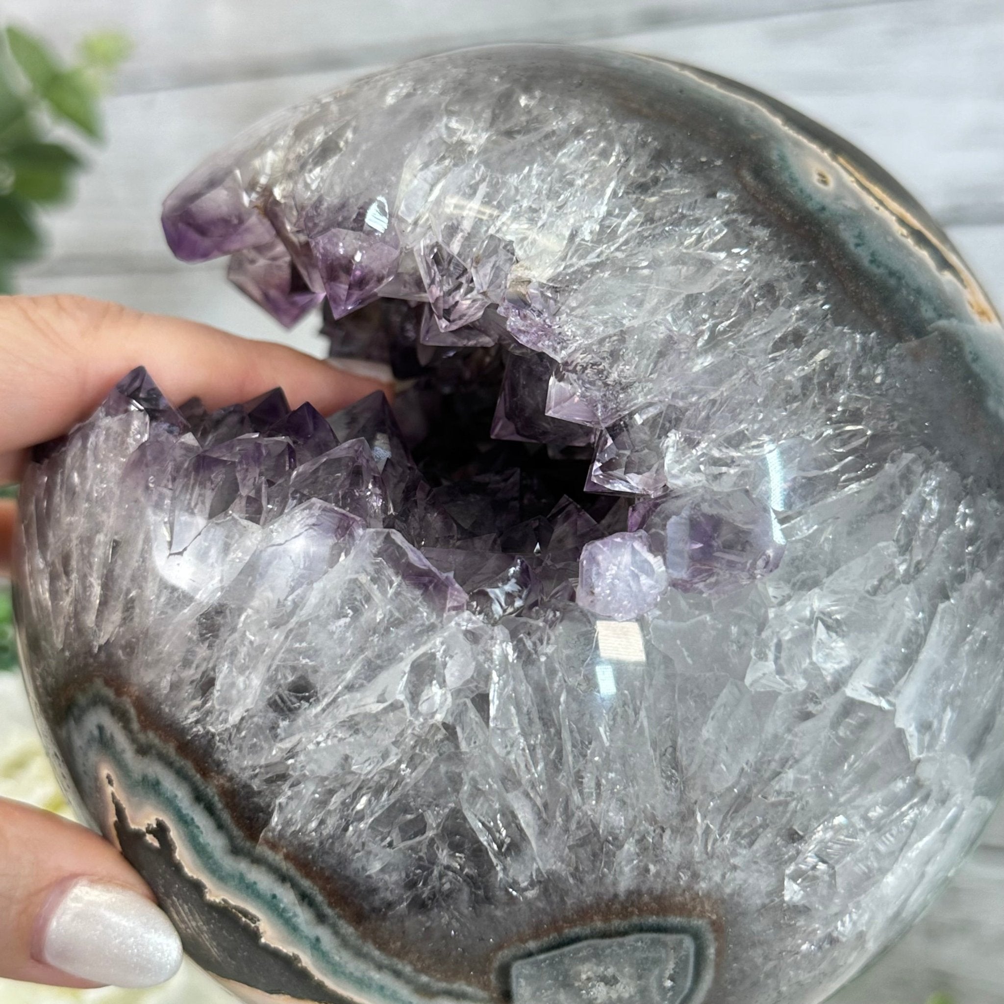 Druzy Amethyst Sphere on a Metal Base, 10.7 lbs & 12" Tall #5630-0073 - Brazil GemsBrazil GemsDruzy Amethyst Sphere on a Metal Base, 10.7 lbs & 12" Tall #5630-0073Spheres5630-0073