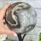Druzy Amethyst Sphere on a Metal Base, 10.7 lbs & 12" Tall #5630-0073 - Brazil GemsBrazil GemsDruzy Amethyst Sphere on a Metal Base, 10.7 lbs & 12" Tall #5630-0073Spheres5630-0073