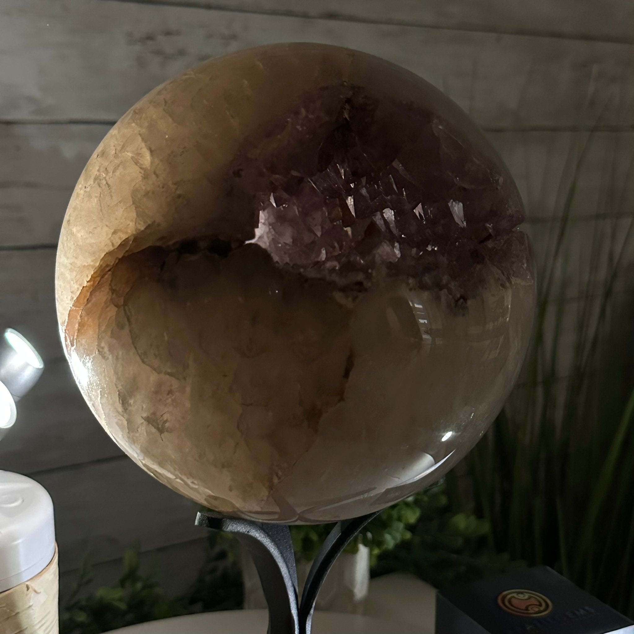 Druzy Amethyst Sphere on a Metal Base, 11 lbs & 12.2" Tall #5630-0074 - Brazil GemsBrazil GemsDruzy Amethyst Sphere on a Metal Base, 11 lbs & 12.2" Tall #5630-0074Spheres5630-0074