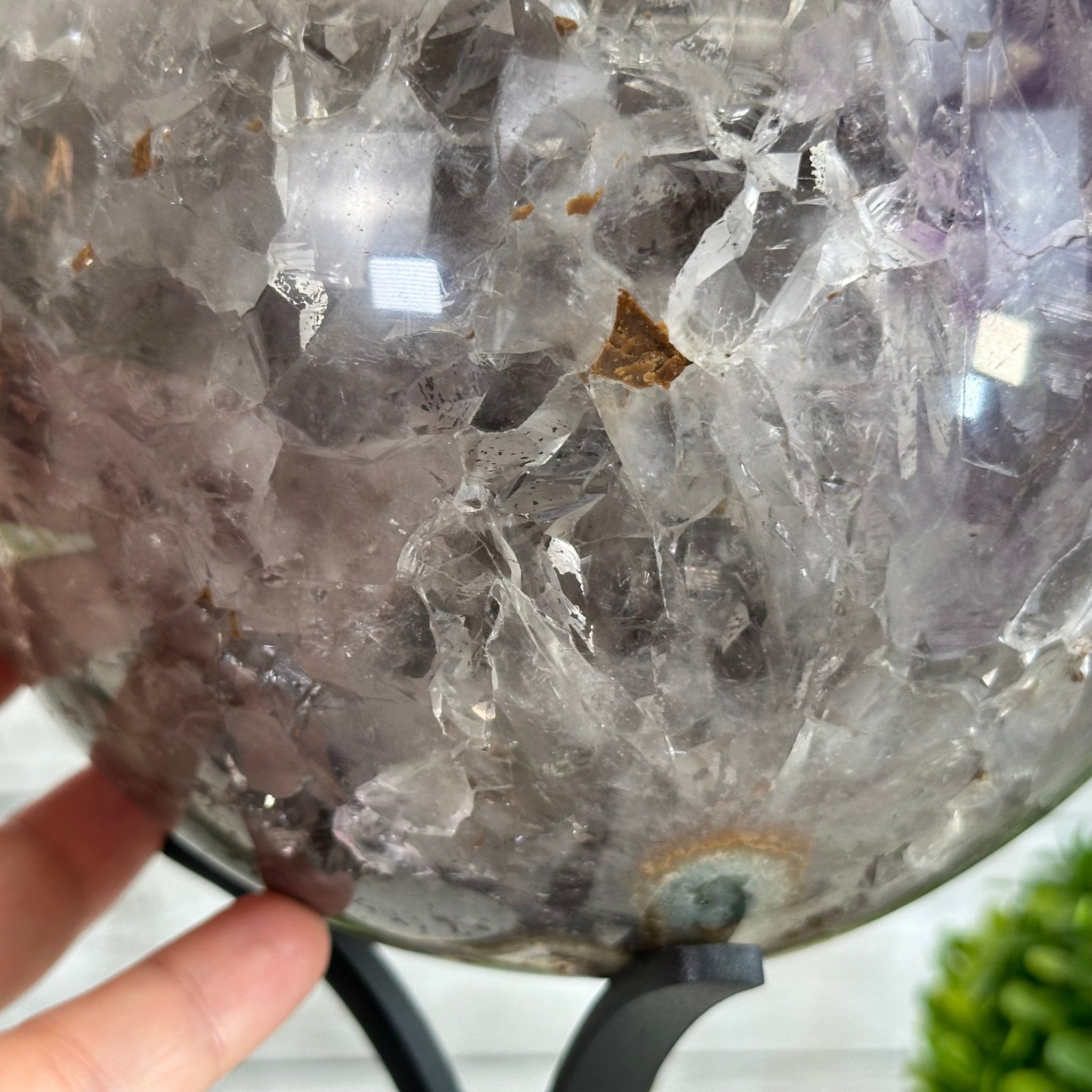 Druzy Amethyst Sphere on a Metal Base, 15.1 lbs & 13" Tall #5630-0076 - Brazil GemsBrazil GemsDruzy Amethyst Sphere on a Metal Base, 15.1 lbs & 13" Tall #5630-0076Spheres5630-0076