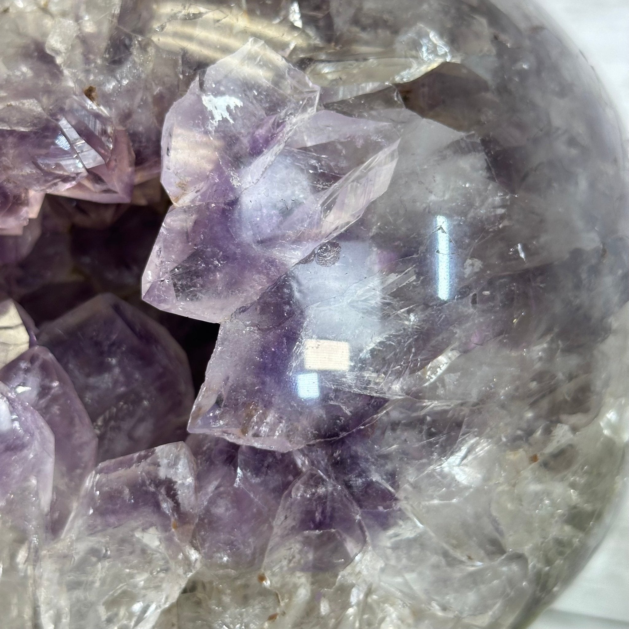 Druzy Amethyst Sphere on a Metal Base, 15.1 lbs & 13" Tall #5630-0076 - Brazil GemsBrazil GemsDruzy Amethyst Sphere on a Metal Base, 15.1 lbs & 13" Tall #5630-0076Spheres5630-0076