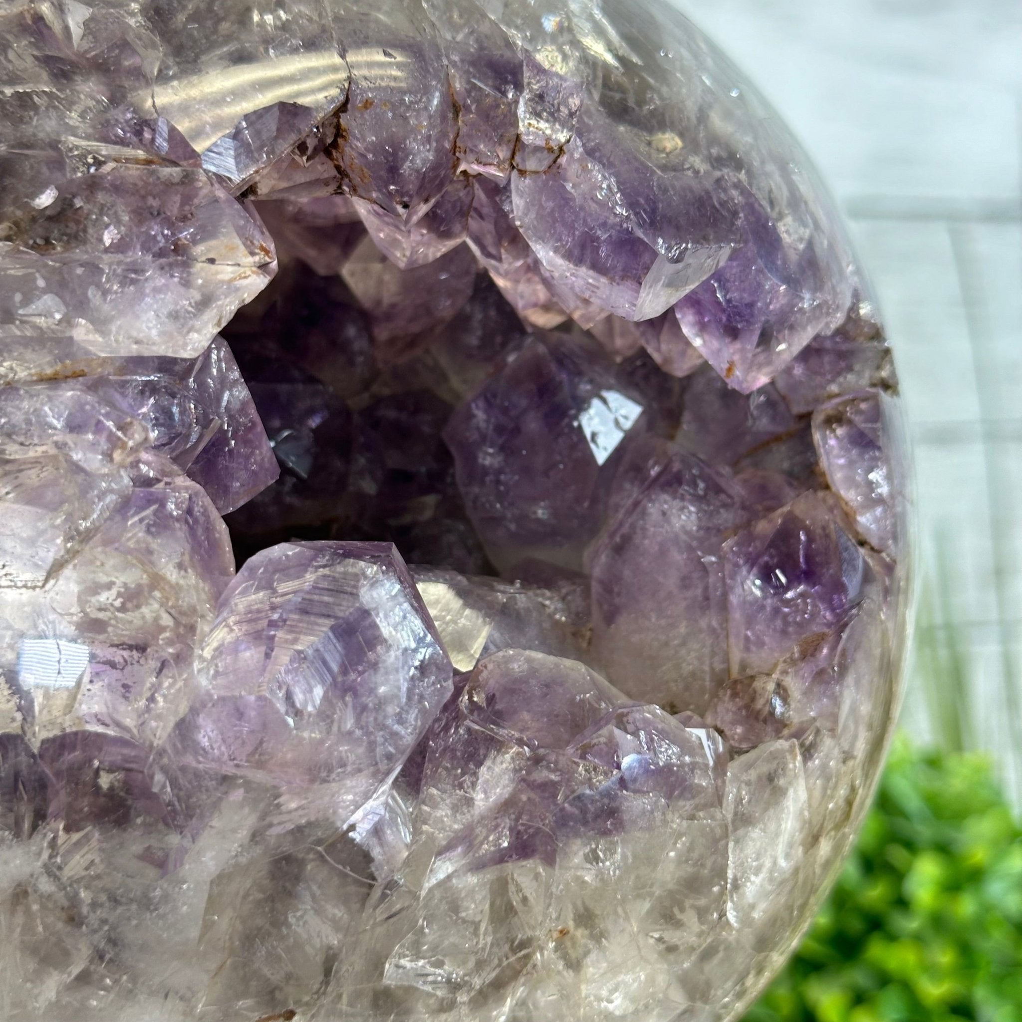 Druzy Amethyst Sphere on a Metal Base, 15.1 lbs & 13" Tall #5630-0076 - Brazil GemsBrazil GemsDruzy Amethyst Sphere on a Metal Base, 15.1 lbs & 13" Tall #5630-0076Spheres5630-0076