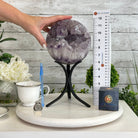 Druzy Amethyst Sphere on a Metal Base, 9.7 lbs & 12" Tall #5630-0070 - Brazil GemsBrazil GemsDruzy Amethyst Sphere on a Metal Base, 9.7 lbs & 12" Tall #5630-0070Spheres5630-0070