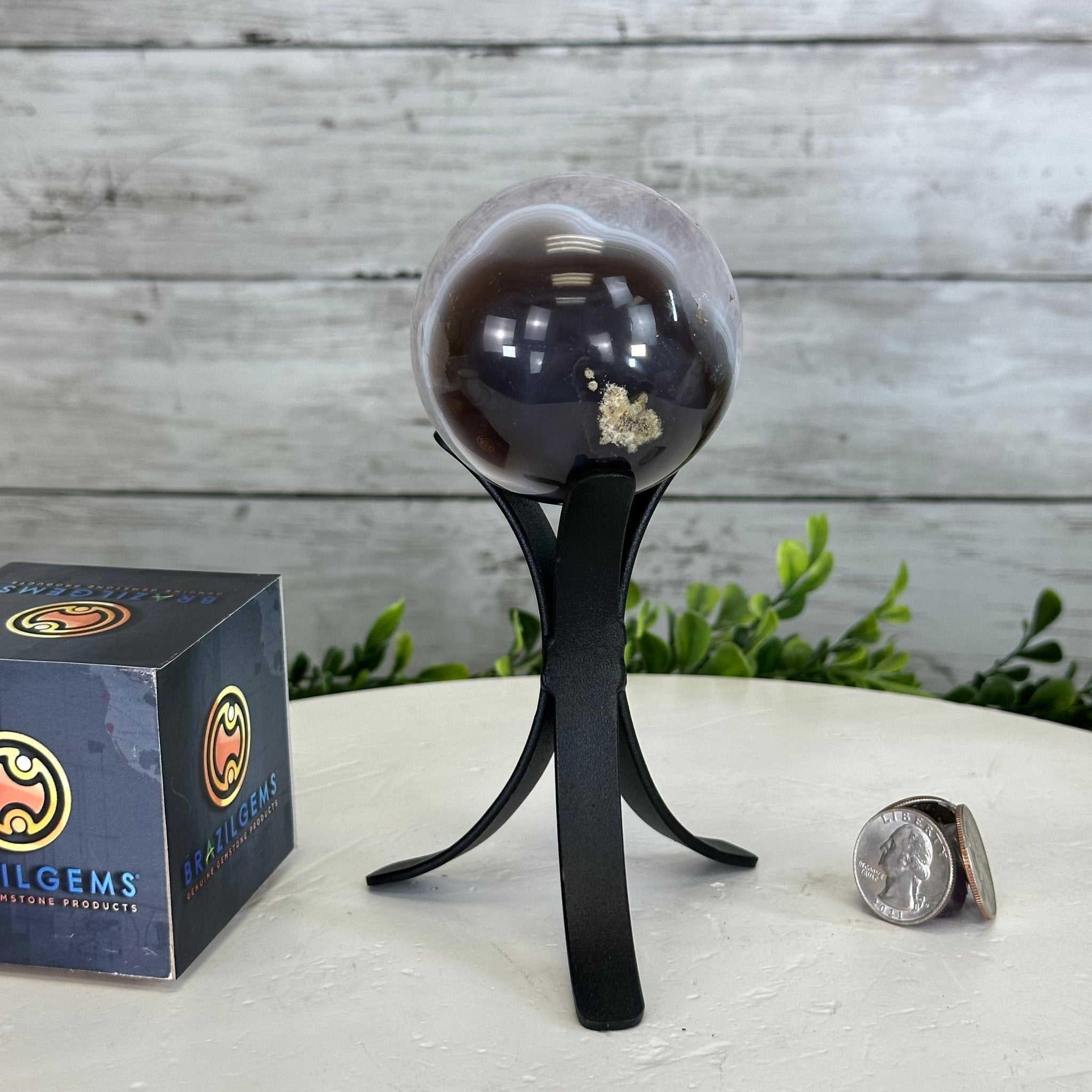 Druzy Amethyst Sphere on a Metal Stand, 0.8 lbs & 6" Tall #5630-0033 - Brazil GemsBrazil GemsDruzy Amethyst Sphere on a Metal Stand, 0.8 lbs & 6" Tall #5630-0033Spheres5630-0033