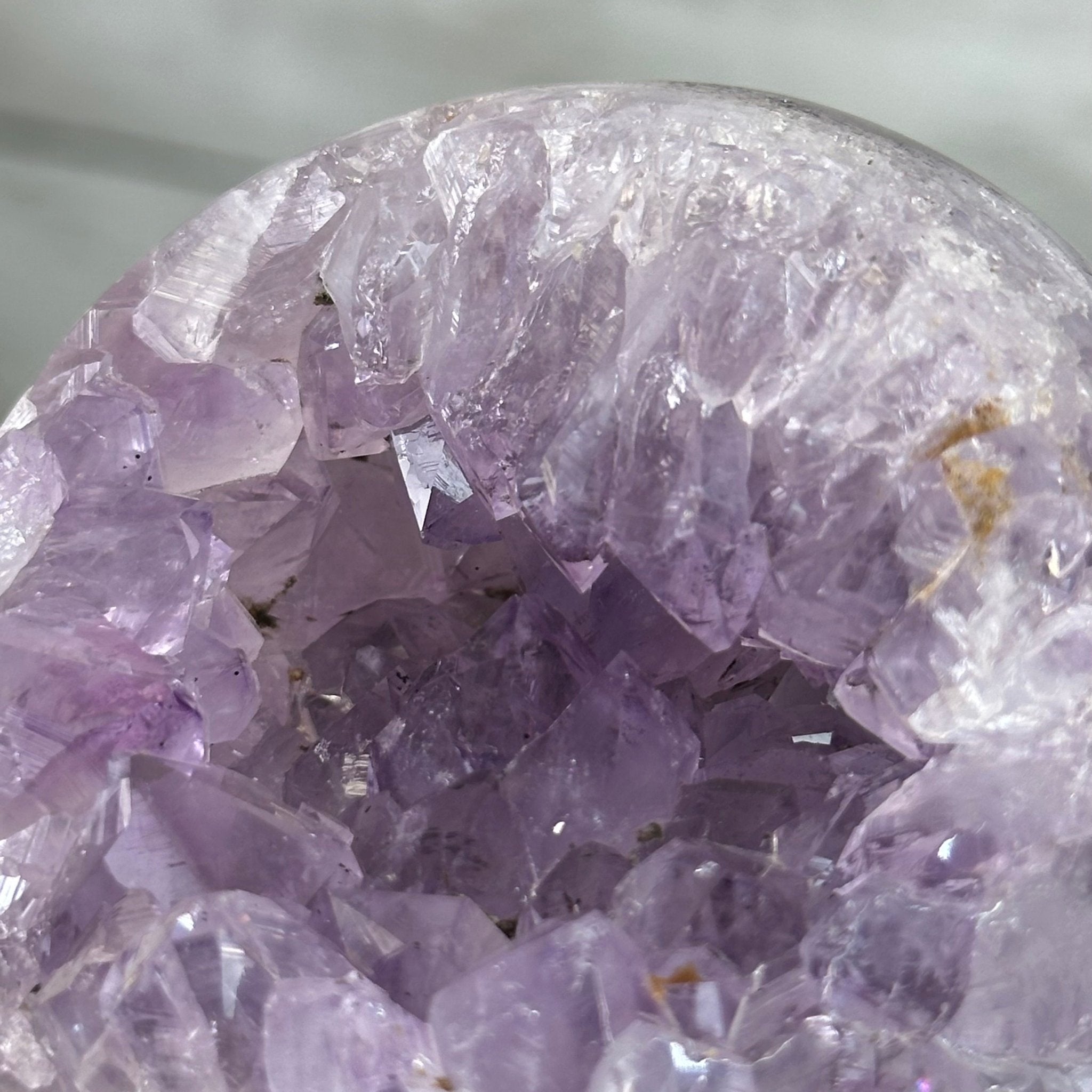 Druzy Amethyst Sphere on a Metal Stand, 1.2 lbs & 6.8" Tall #5630-0039 - Brazil GemsBrazil GemsDruzy Amethyst Sphere on a Metal Stand, 1.2 lbs & 6.8" Tall #5630-0039Spheres5630-0039