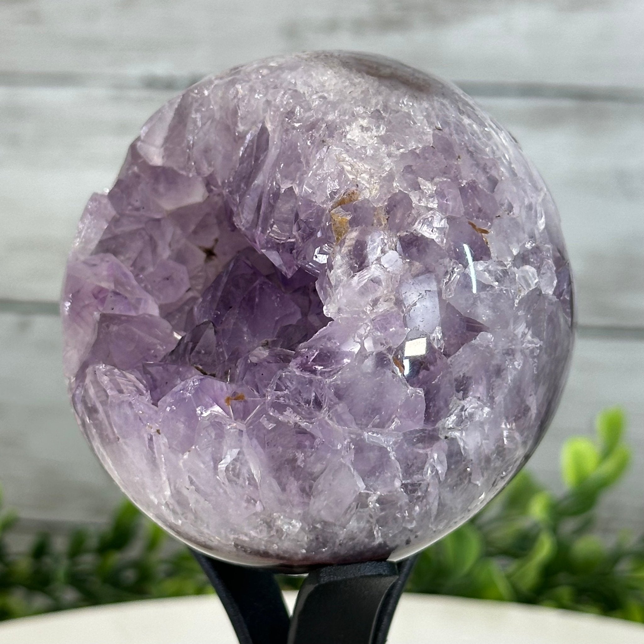 Druzy Amethyst Sphere on a Metal Stand, 1.2 lbs & 6.8" Tall #5630-0039 - Brazil GemsBrazil GemsDruzy Amethyst Sphere on a Metal Stand, 1.2 lbs & 6.8" Tall #5630-0039Spheres5630-0039