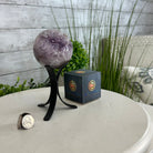 Druzy Amethyst Sphere on a Metal Stand, 1.2 lbs & 6.8" Tall #5630-0039 - Brazil GemsBrazil GemsDruzy Amethyst Sphere on a Metal Stand, 1.2 lbs & 6.8" Tall #5630-0039Spheres5630-0039