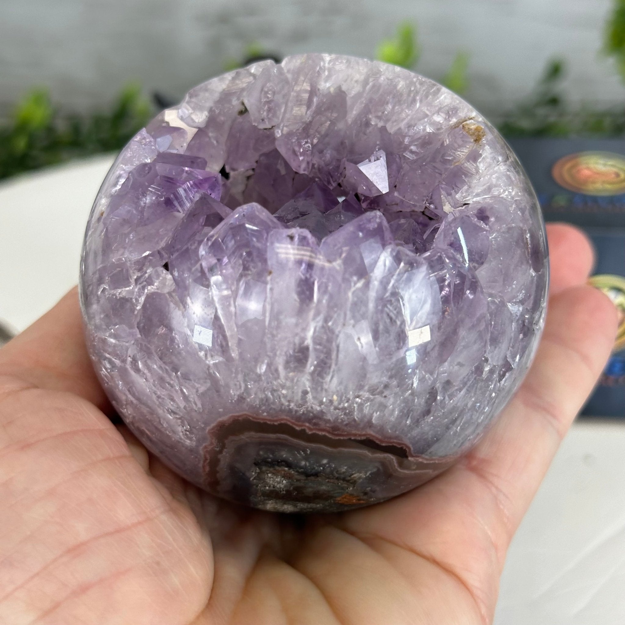 Druzy Amethyst Sphere on a Metal Stand, 1.2 lbs & 6.8" Tall #5630-0039 - Brazil GemsBrazil GemsDruzy Amethyst Sphere on a Metal Stand, 1.2 lbs & 6.8" Tall #5630-0039Spheres5630-0039