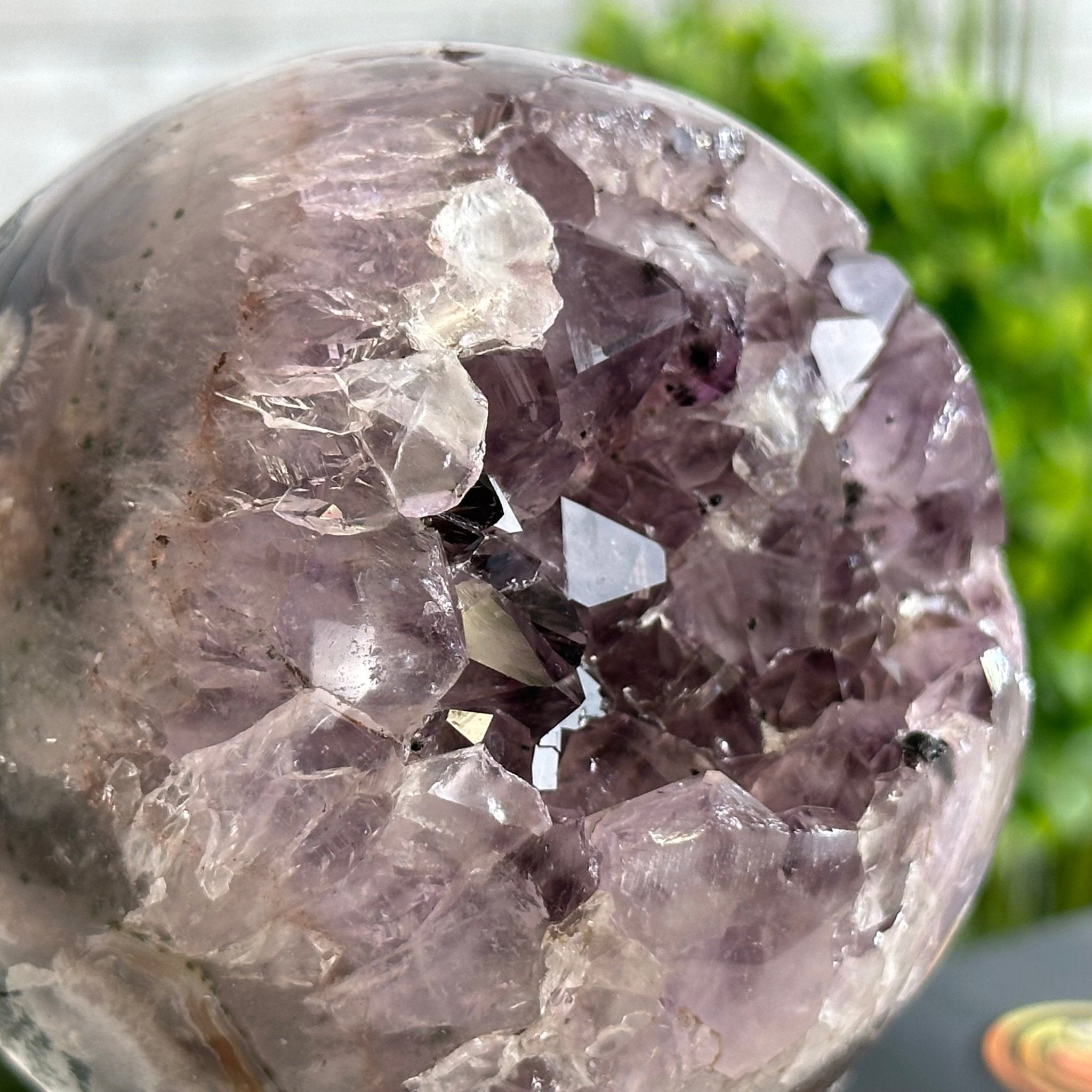 Druzy Amethyst Sphere on a Metal Stand, 1.3 lbs & 6.8" Tall #5630-0041 - Brazil GemsBrazil GemsDruzy Amethyst Sphere on a Metal Stand, 1.3 lbs & 6.8" Tall #5630-0041Spheres5630-0041