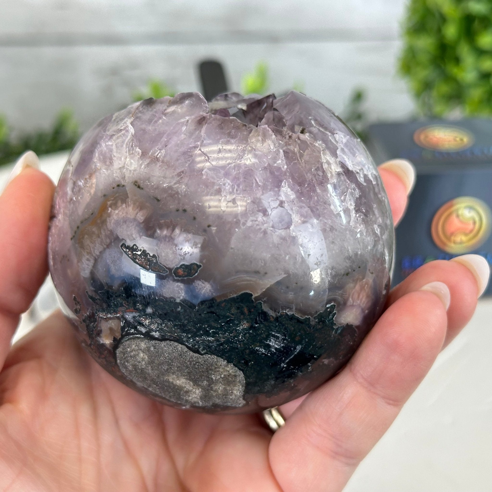 Druzy Amethyst Sphere on a Metal Stand, 1.3 lbs & 6.8" Tall #5630-0041 - Brazil GemsBrazil GemsDruzy Amethyst Sphere on a Metal Stand, 1.3 lbs & 6.8" Tall #5630-0041Spheres5630-0041