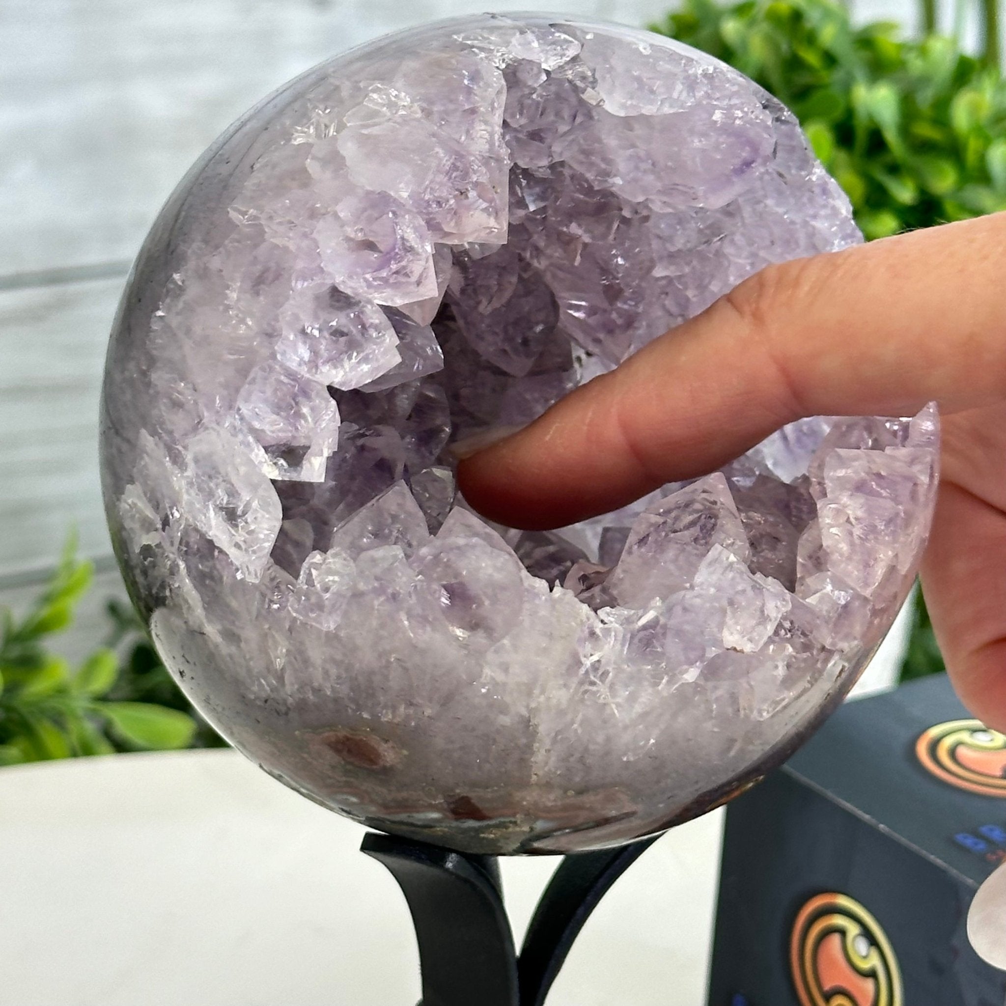 Druzy Amethyst Sphere on a Metal Stand, 2.1 lbs & 7.6" Tall #5630-0044 - Brazil GemsBrazil GemsDruzy Amethyst Sphere on a Metal Stand, 2.1 lbs & 7.6" Tall #5630-0044Spheres5630-0044