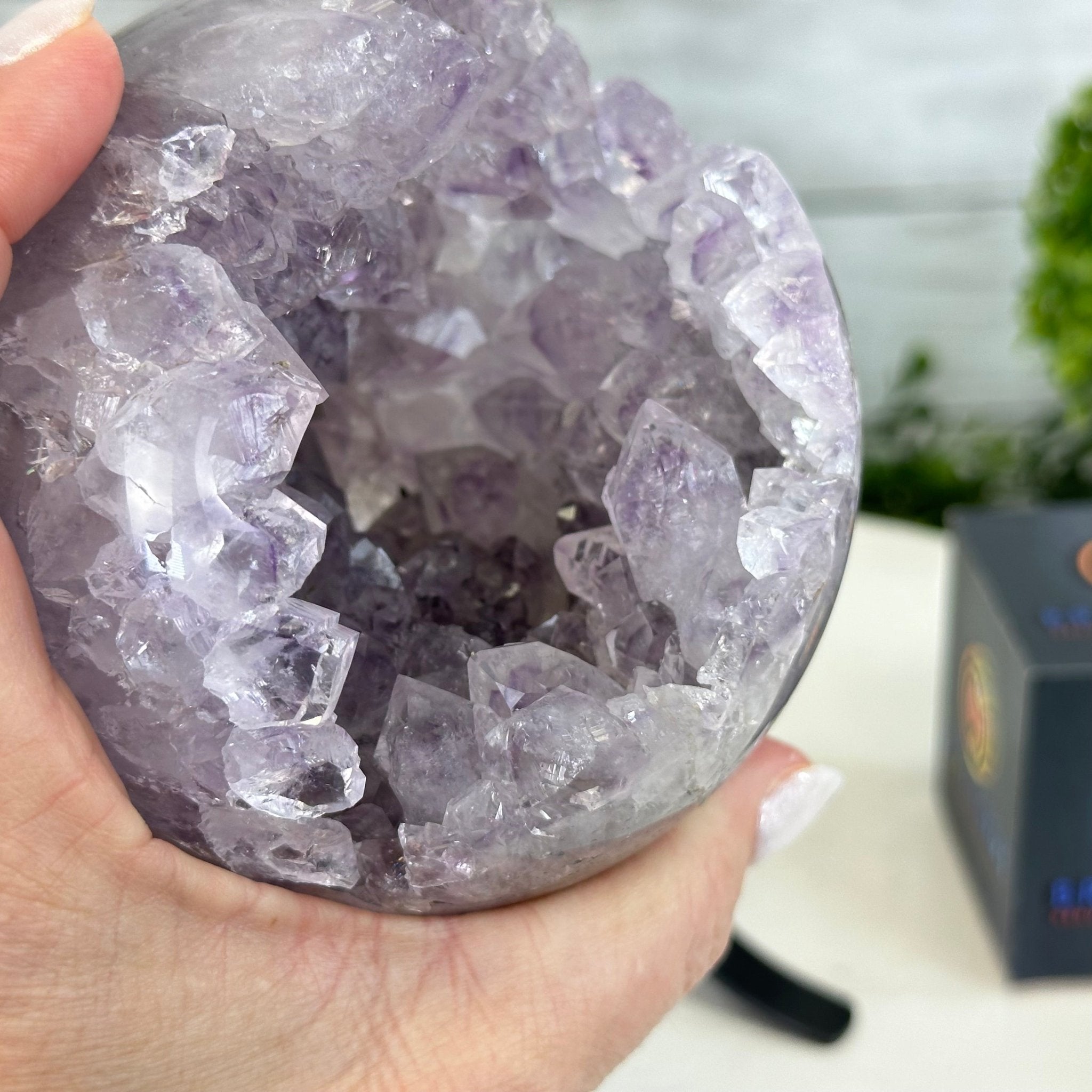 Druzy Amethyst Sphere on a Metal Stand, 2.1 lbs & 7.6" Tall #5630-0044 - Brazil GemsBrazil GemsDruzy Amethyst Sphere on a Metal Stand, 2.1 lbs & 7.6" Tall #5630-0044Spheres5630-0044