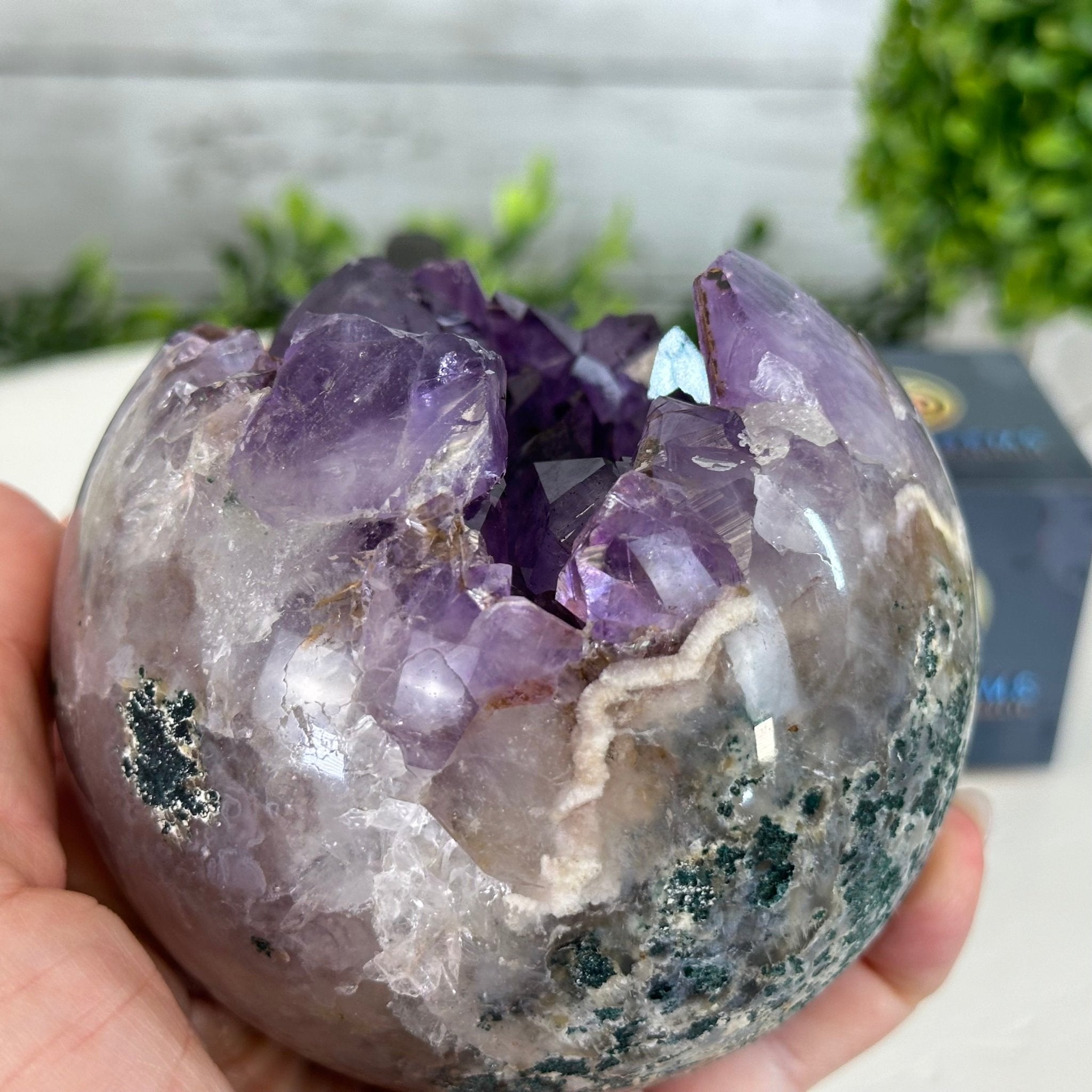 Druzy Amethyst Sphere on a Metal Stand, 2.5 lbs & 7.8" Tall #5630-0047 - Brazil GemsBrazil GemsDruzy Amethyst Sphere on a Metal Stand, 2.5 lbs & 7.8" Tall #5630-0047Spheres5630-0047