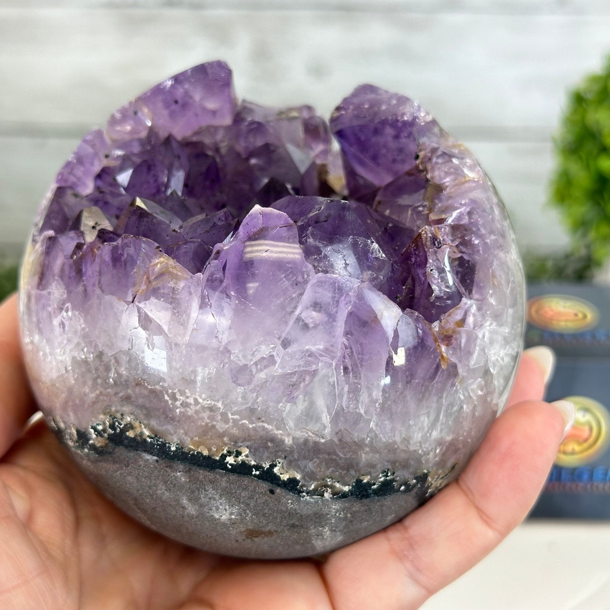 Druzy Amethyst Sphere on a Metal Stand, 2.5 lbs & 7.8" Tall #5630-0047 - Brazil GemsBrazil GemsDruzy Amethyst Sphere on a Metal Stand, 2.5 lbs & 7.8" Tall #5630-0047Spheres5630-0047